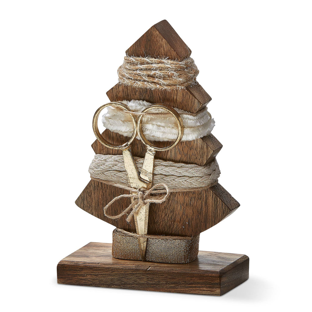 Rustic Champagne Ribbon Set - 4 Spools with Scissors on Wood Holder