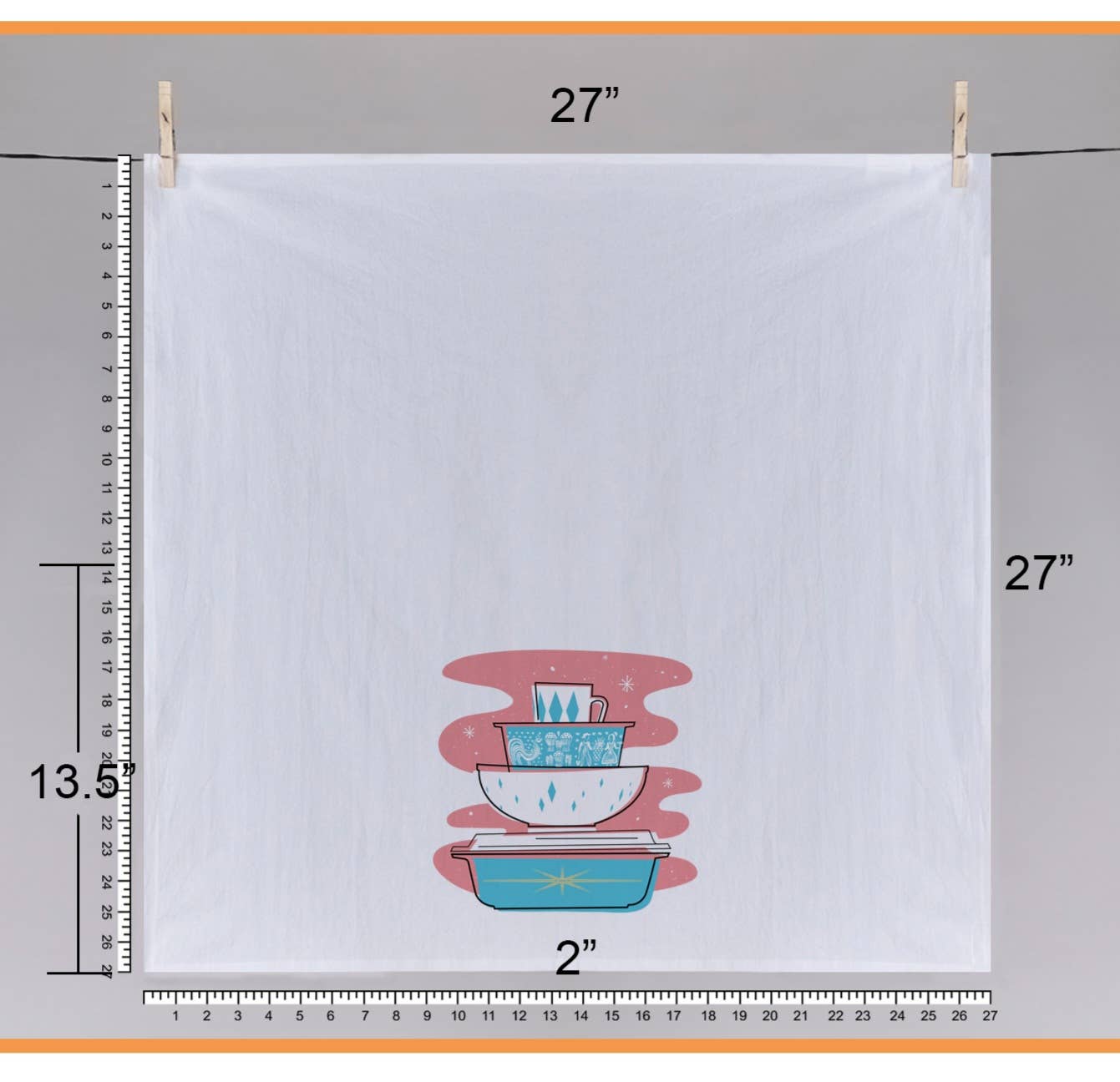 Pyrex Tea Towel - Turquoise Starburst Bowl Stack