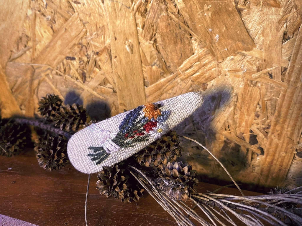 Halloween Floral Hand-Embroidered Hair Clip Barette