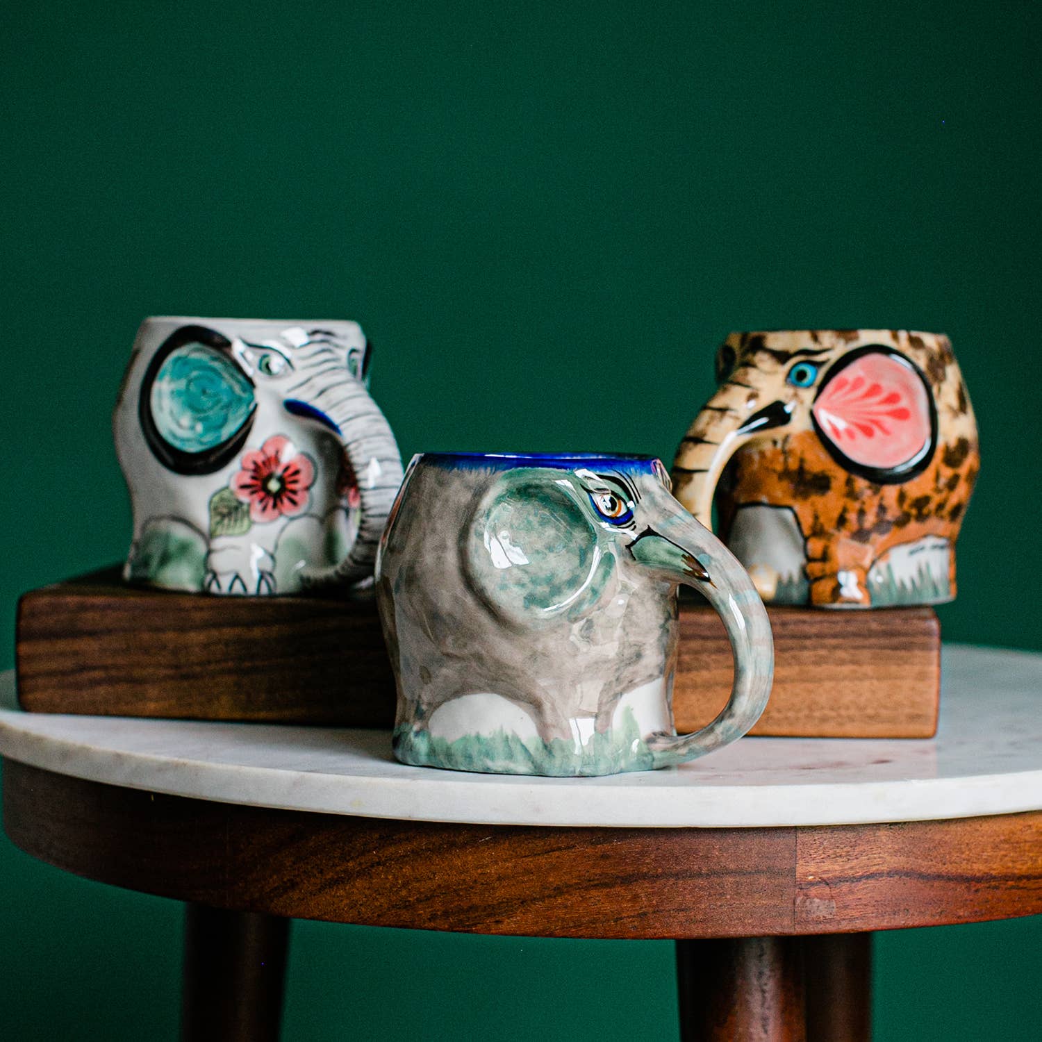 Elephant Mug hand painted by artisans in San Antonio Palopo Guatemala