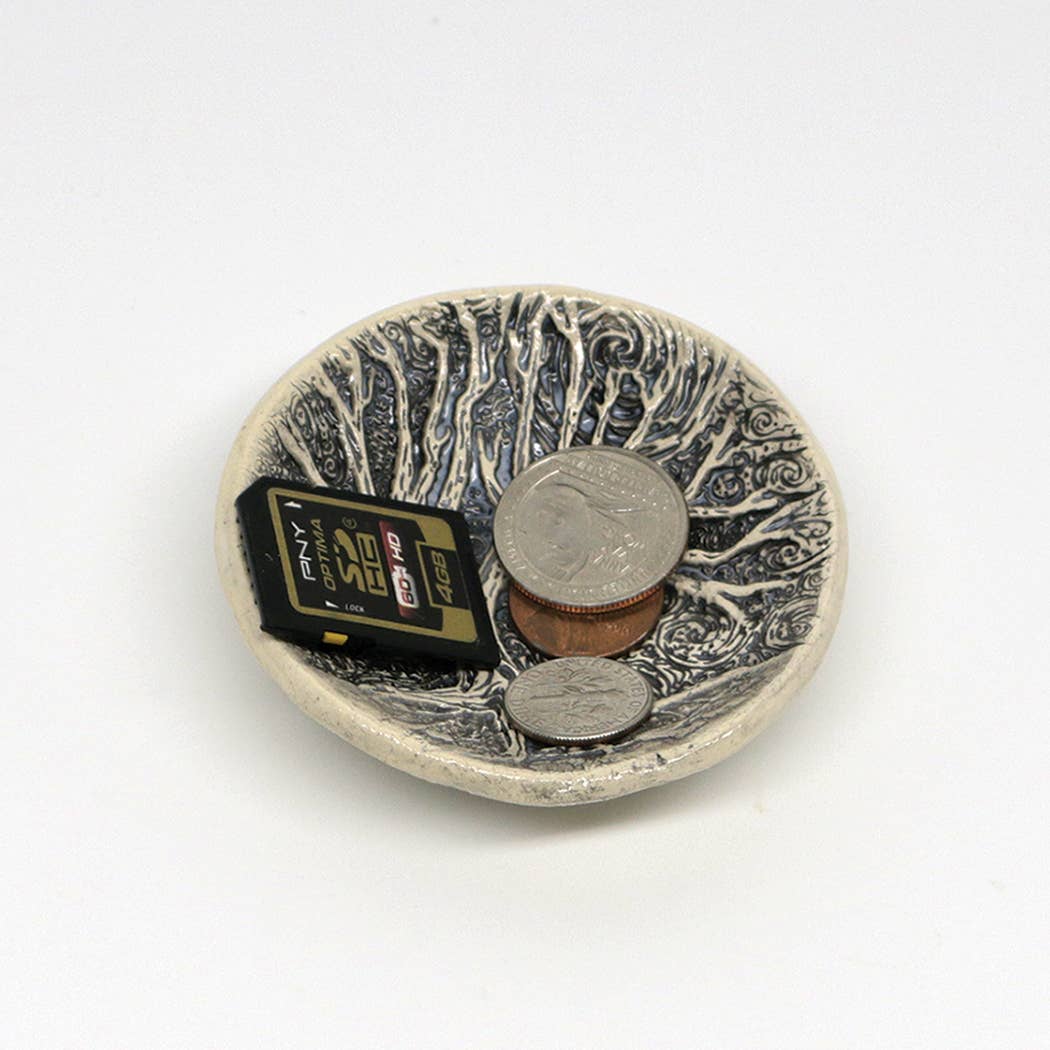 Handcrafted Tree Moon Art Pottery Bowl - Trinket Dish