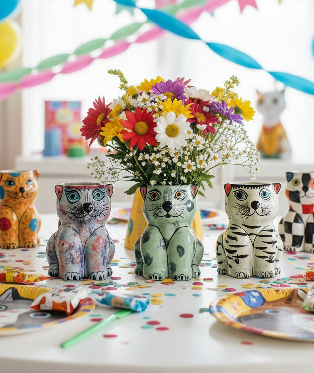 Hand-Painted Fair Trade Guatemalan Ceramic Cat Coffee Mug