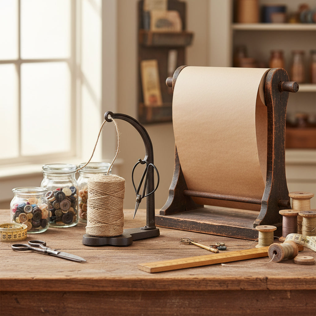 Twine Holder with Scissors-Brown-10"H