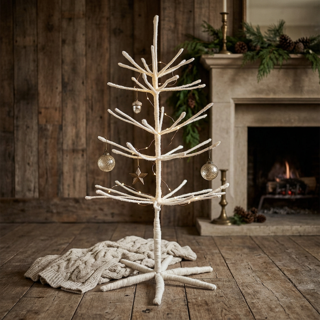 Woodland Woolie Ornament Display Tree - White, 34" Holiday