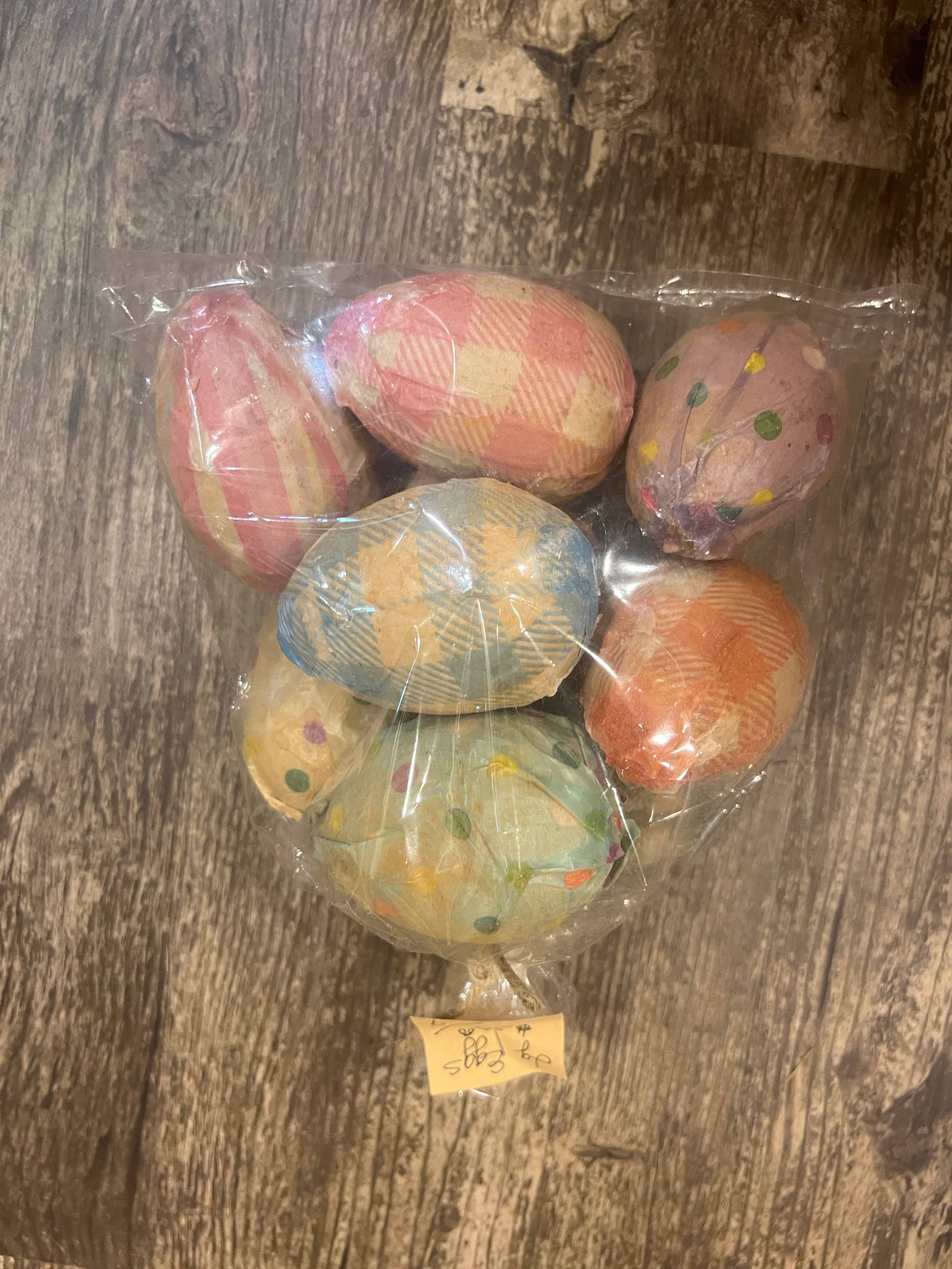 Primitive Paper Mache Waxed Eggs — Set of 10 Farmhouse decor