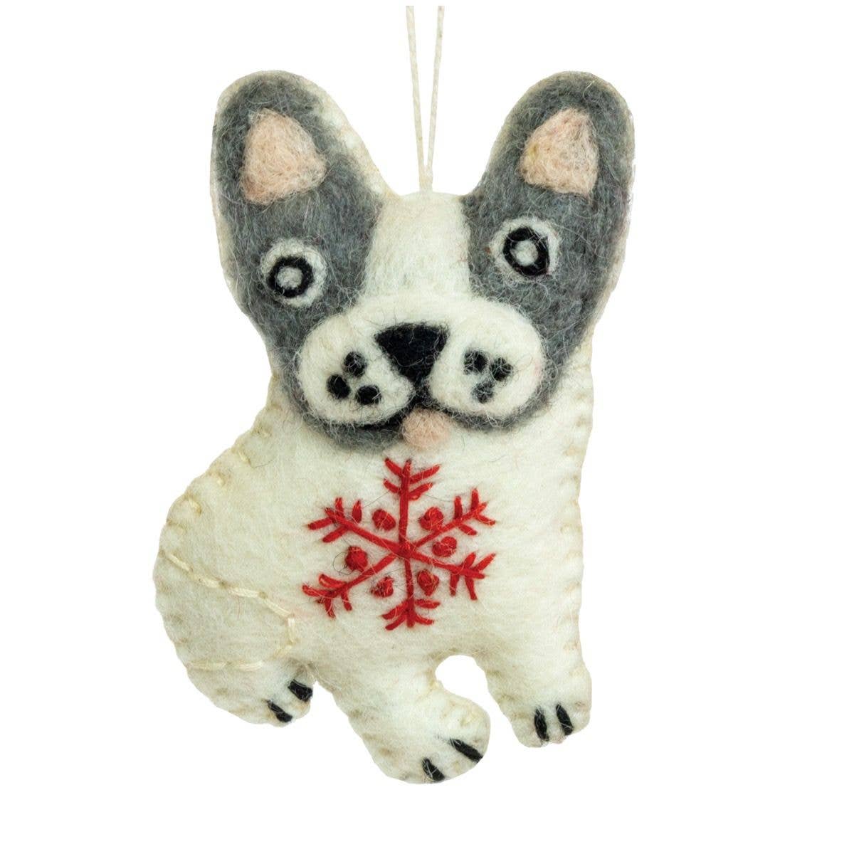 Snowflake Frenchie Ornament | A Little Big-Eared Cheer