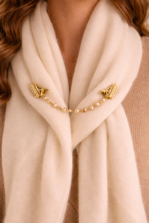 1950's Gold and Faux Pearl Sweater Clip