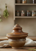 Studio Pottery Lidded Bowl Brown Glaze Handmade Dish