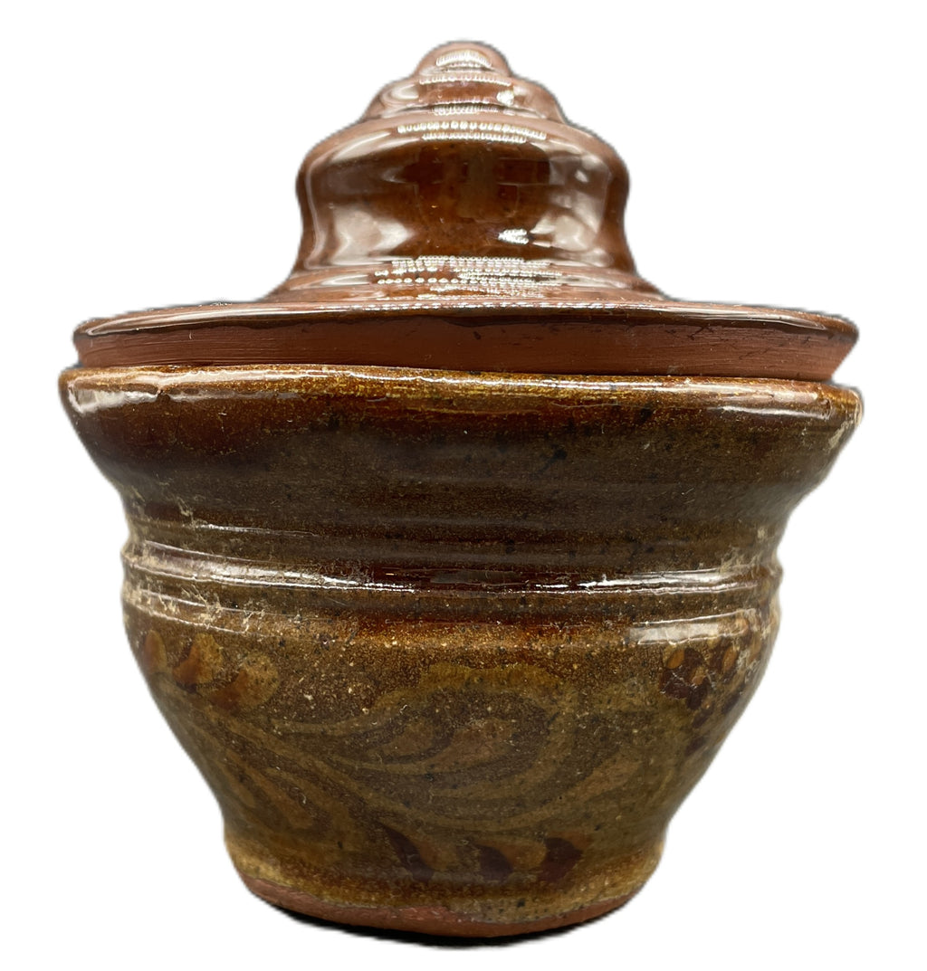Studio Pottery Lidded Bowl Brown Glaze Handmade Dish