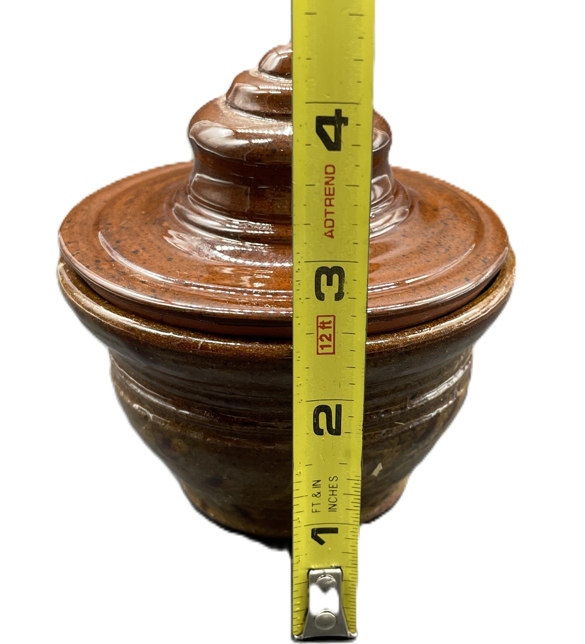 Studio Pottery Lidded Bowl Brown Glaze Handmade Dish