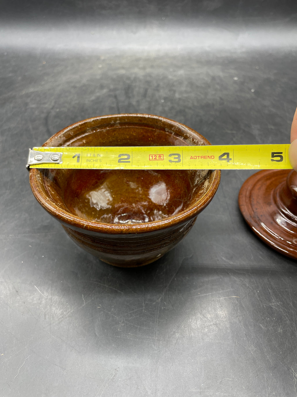 Studio Pottery Lidded Bowl Brown Glaze Handmade Dish