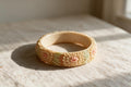 Vintage Cream Celluloid Botanical Bangle with Pink & Green Accents