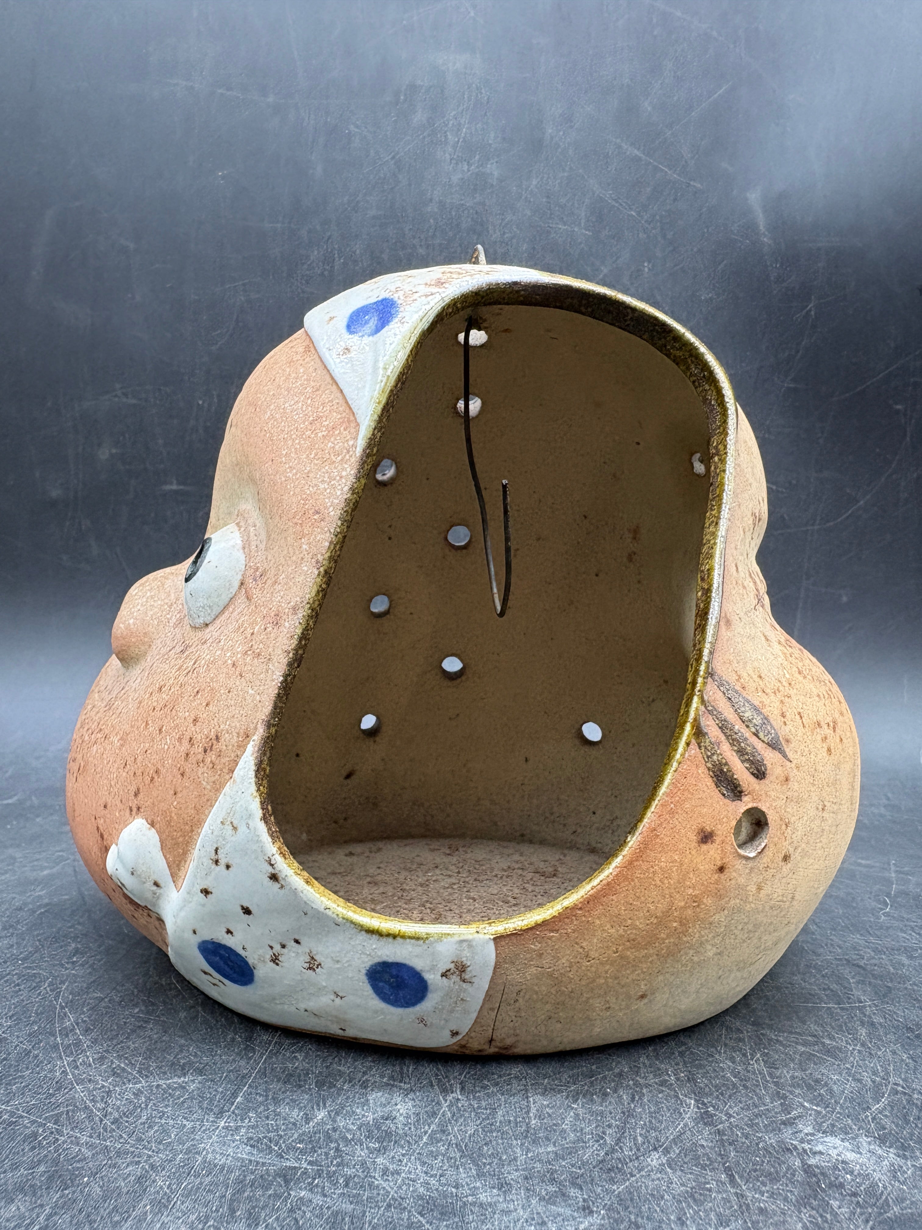 Vintage Hyottoko Okame Japanese Two-Faced Incense Holder - Tea Light Holder