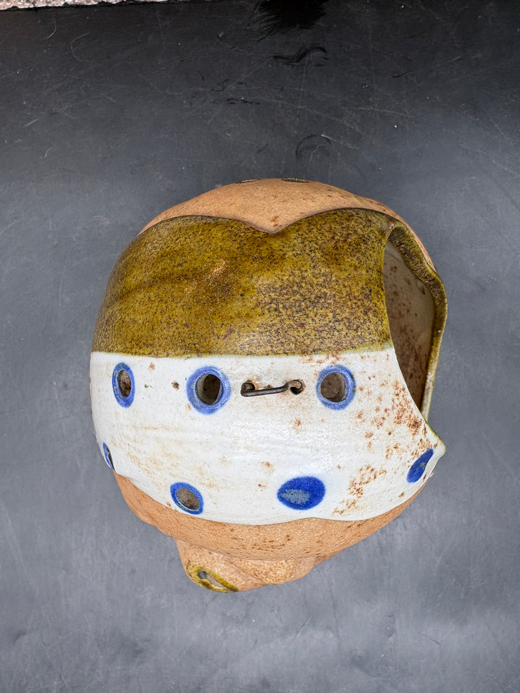 Vintage Hyottoko Okame Japanese Two-Faced Incense Holder - Tea Light Holder