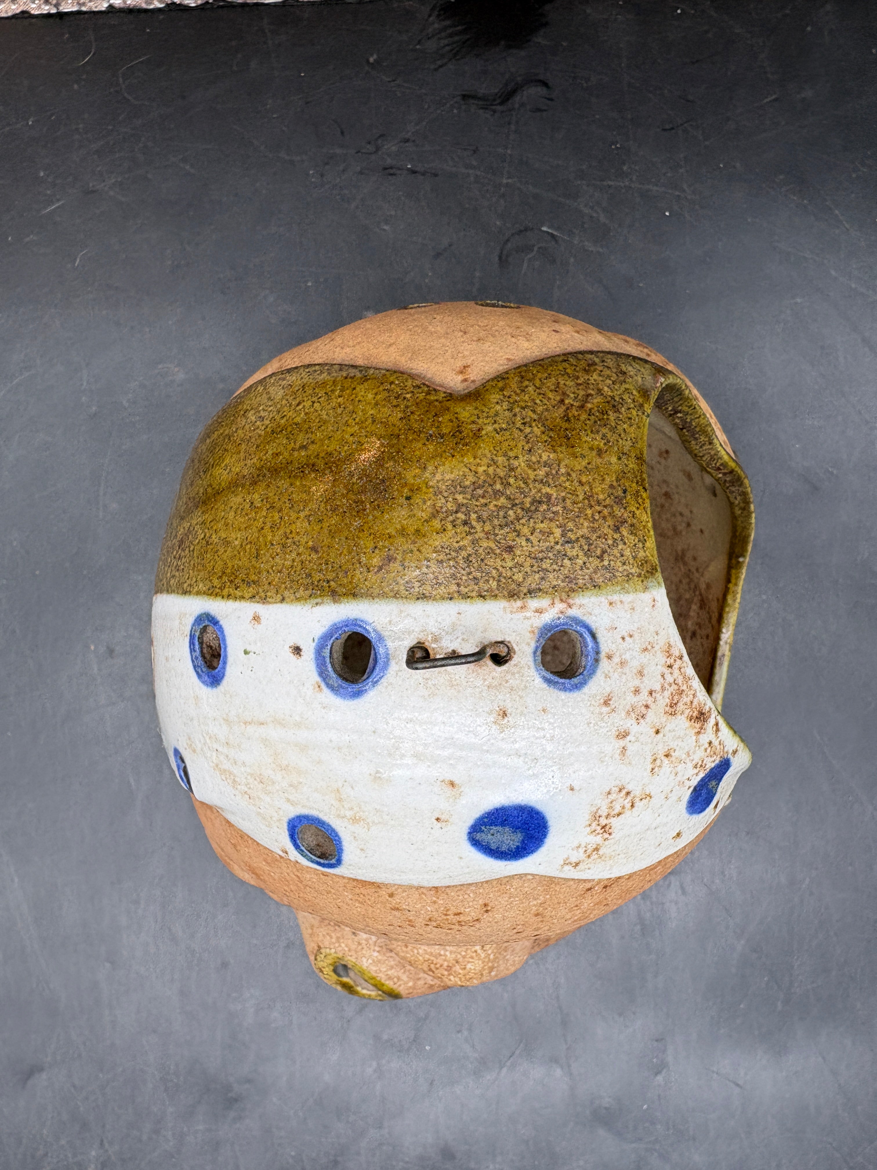 Vintage Hyottoko Okame Japanese Two-Faced Incense Holder - Tea Light Holder