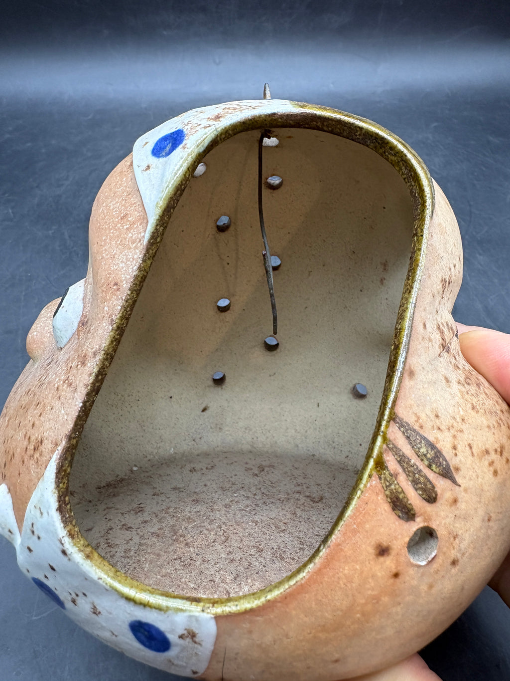 Vintage Hyottoko Okame Japanese Two-Faced Incense Holder - Tea Light Holder