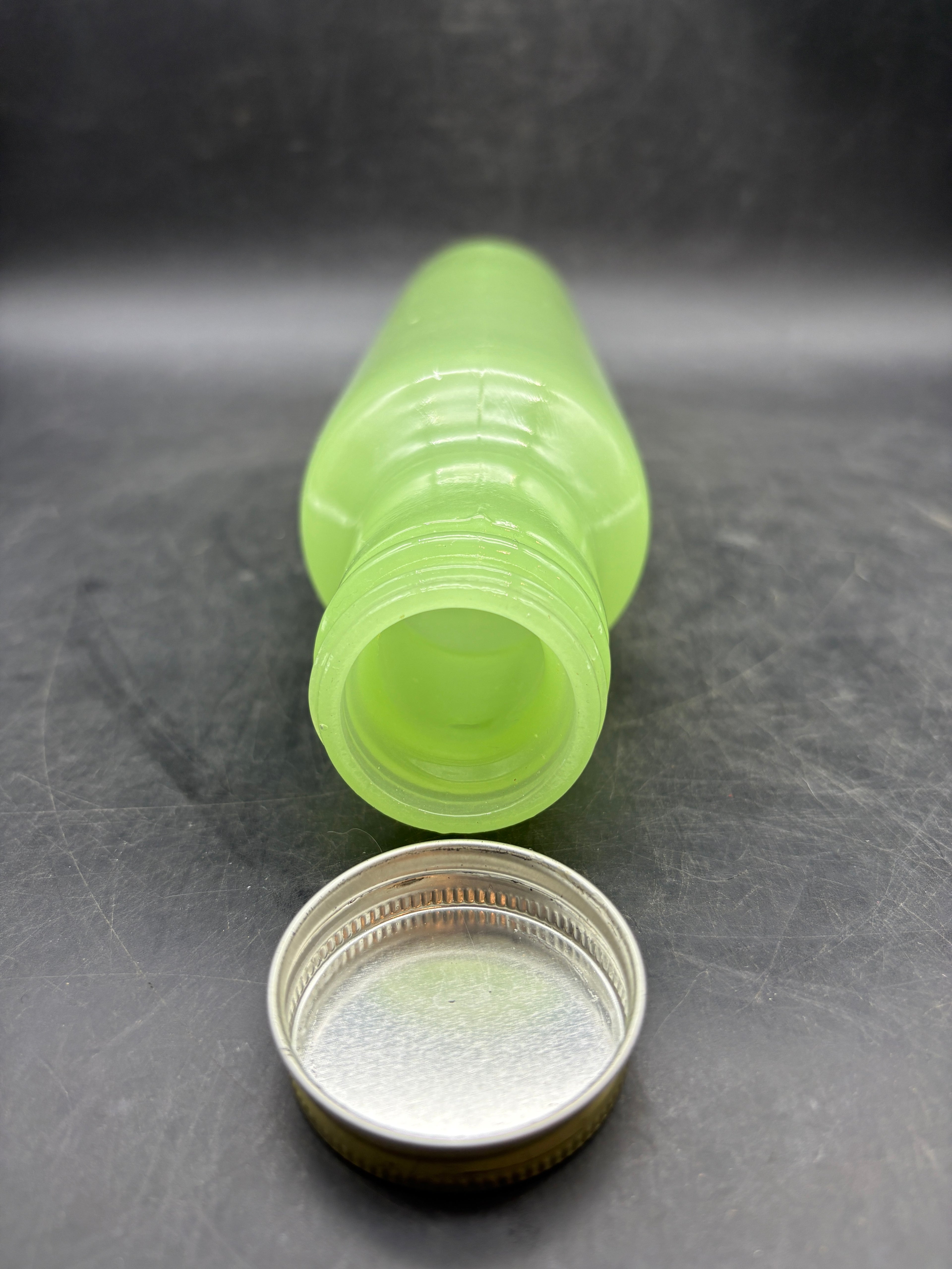 Vintage Jadeite Green Glass ROLLING PIN with Metal Cap