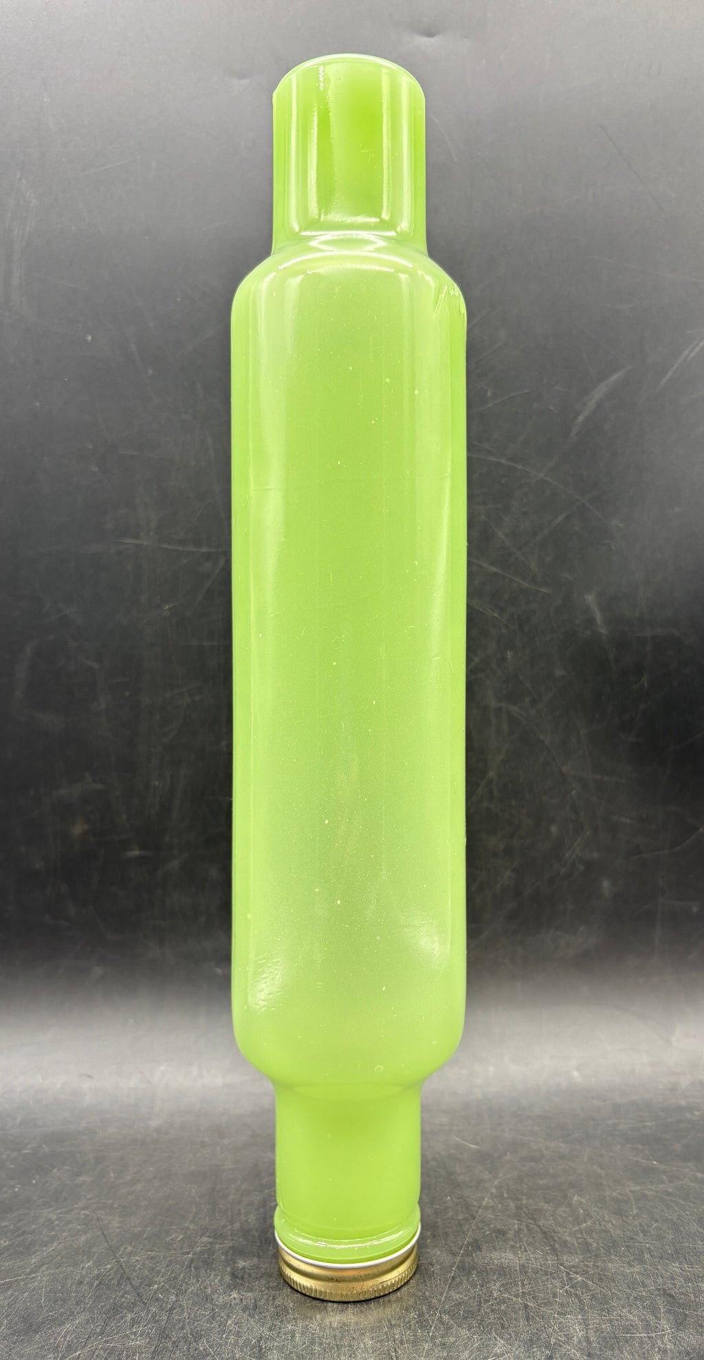 Vintage Jadeite Green Glass ROLLING PIN with Metal Cap