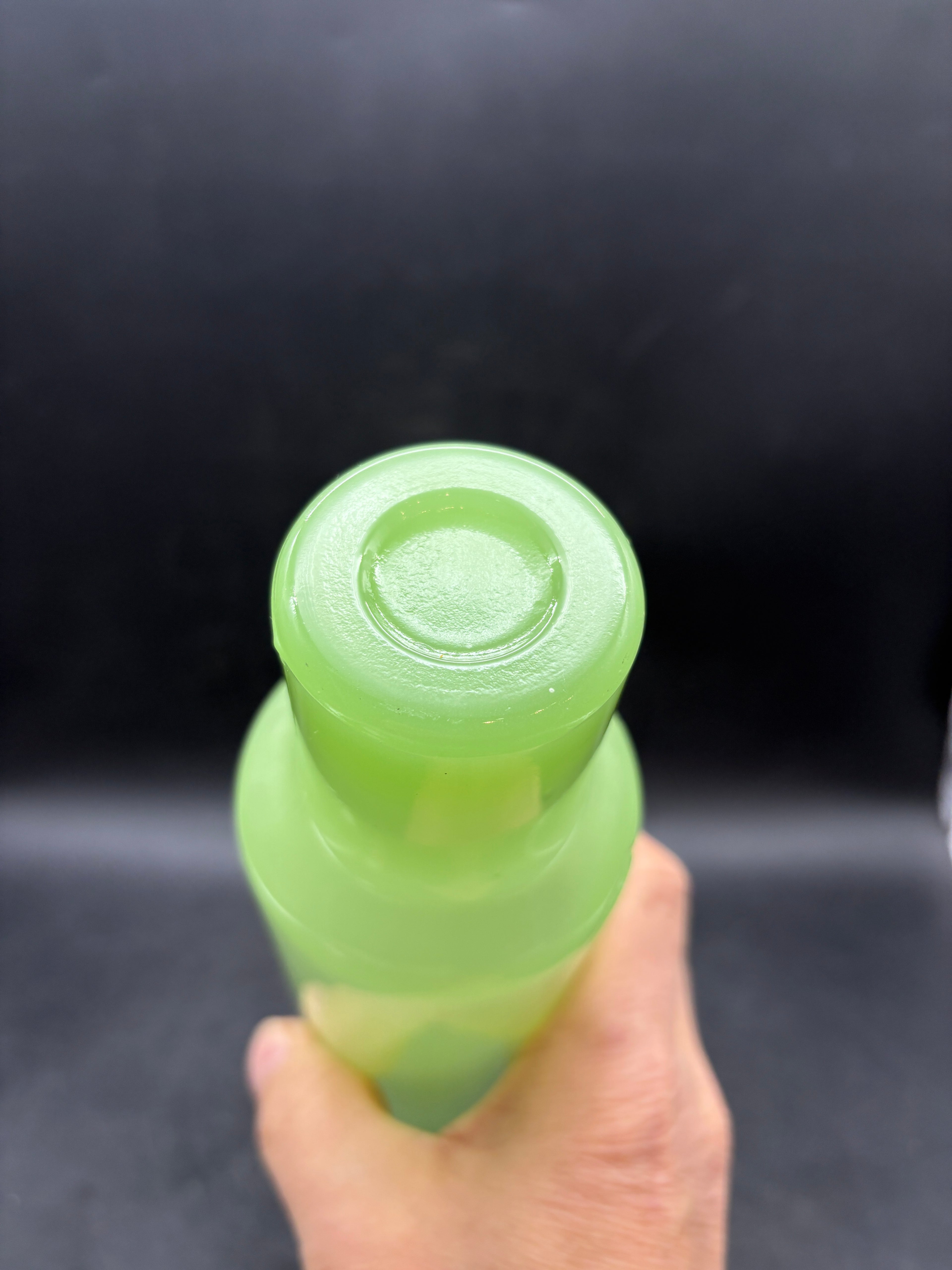Vintage Jadeite Green Glass ROLLING PIN with Metal Cap