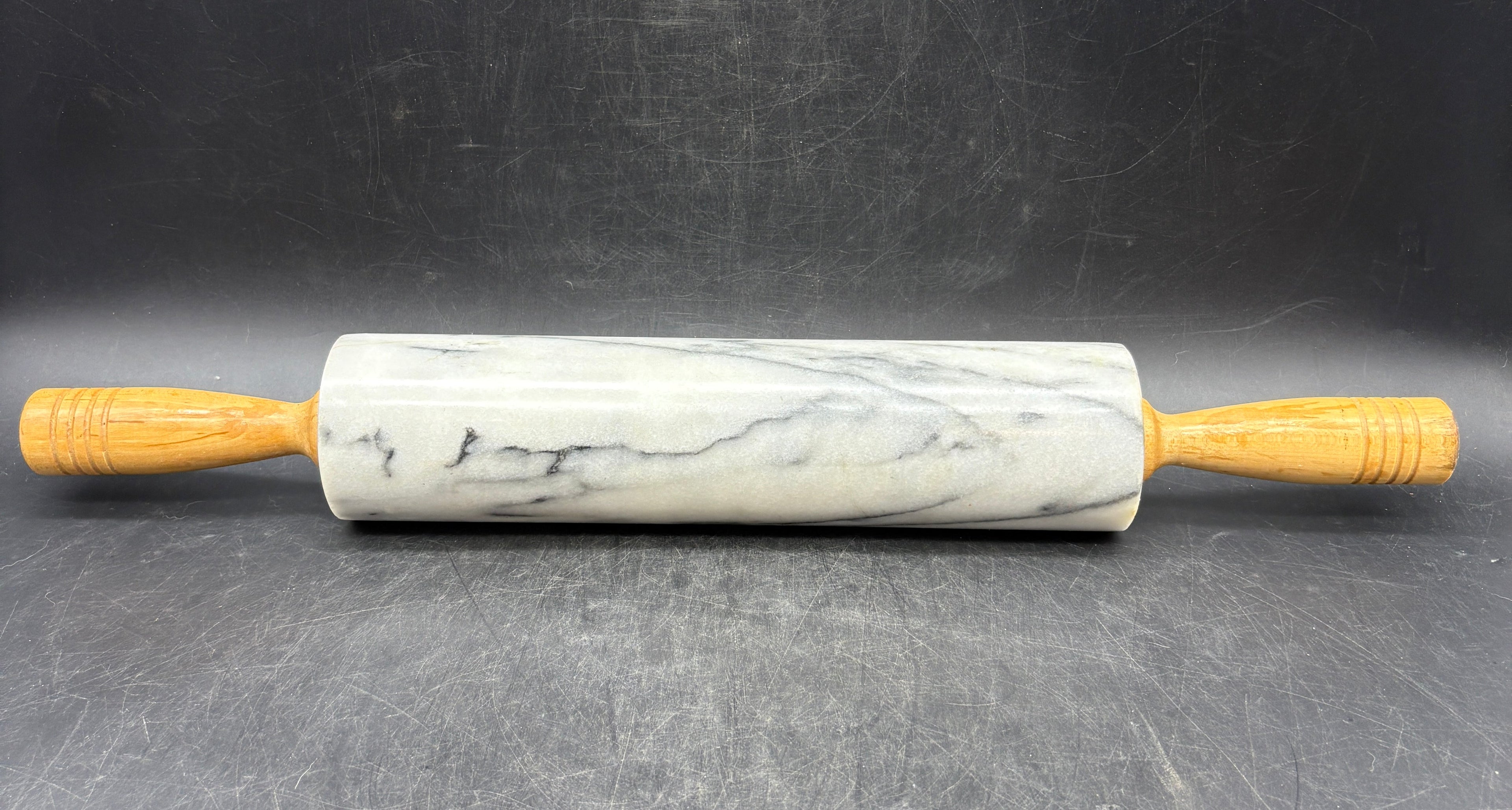 Vintage Marble 18" Rolling Pin w/ Wood Handles