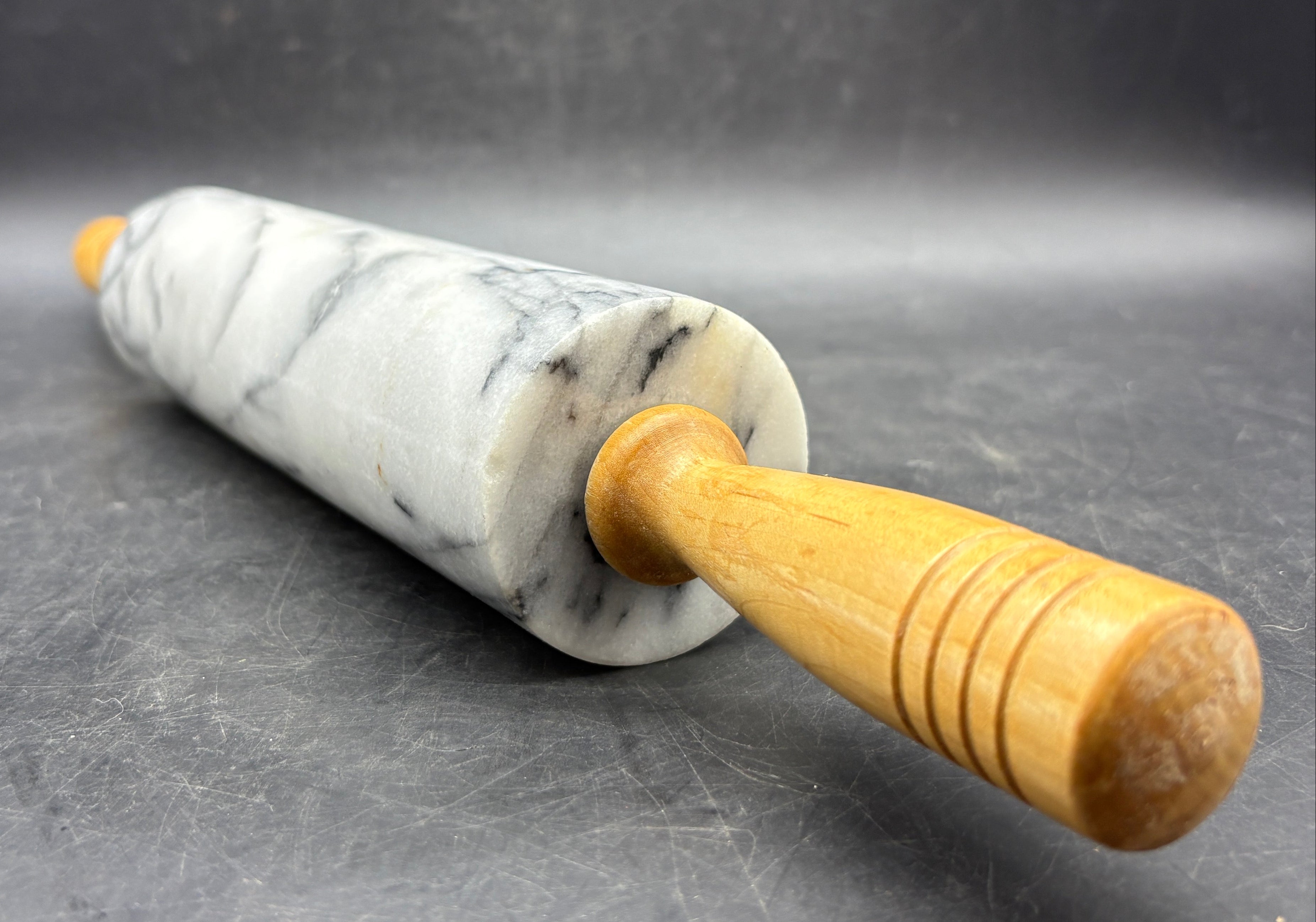 Vintage Marble 18" Rolling Pin w/ Wood Handles