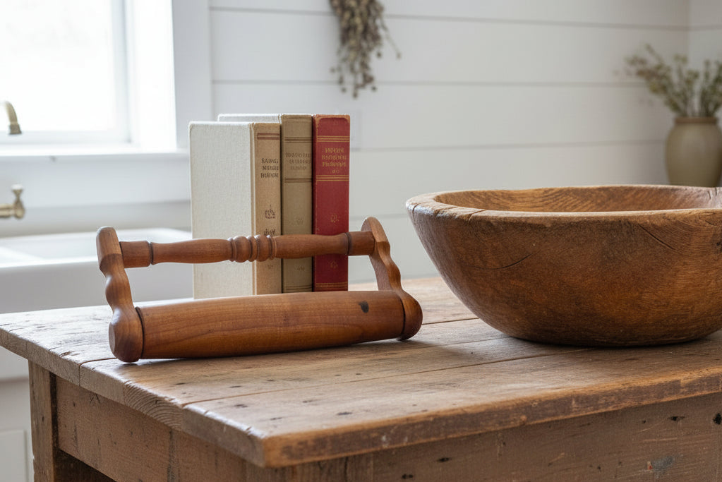 Vintage Pennsylvania Dutch Rolling Pin Draal-huls Wood Farmhouse Primitive