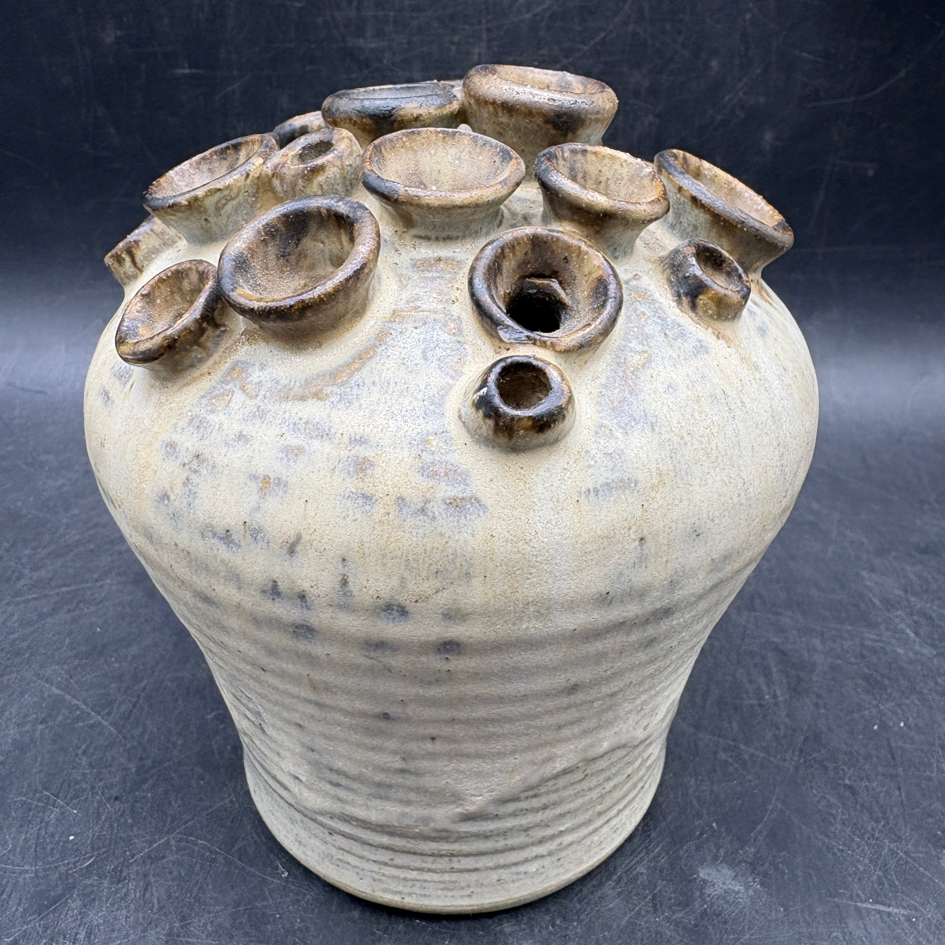 Vintage Hand Thrown Studio Art Pottery Vase Signed Thea