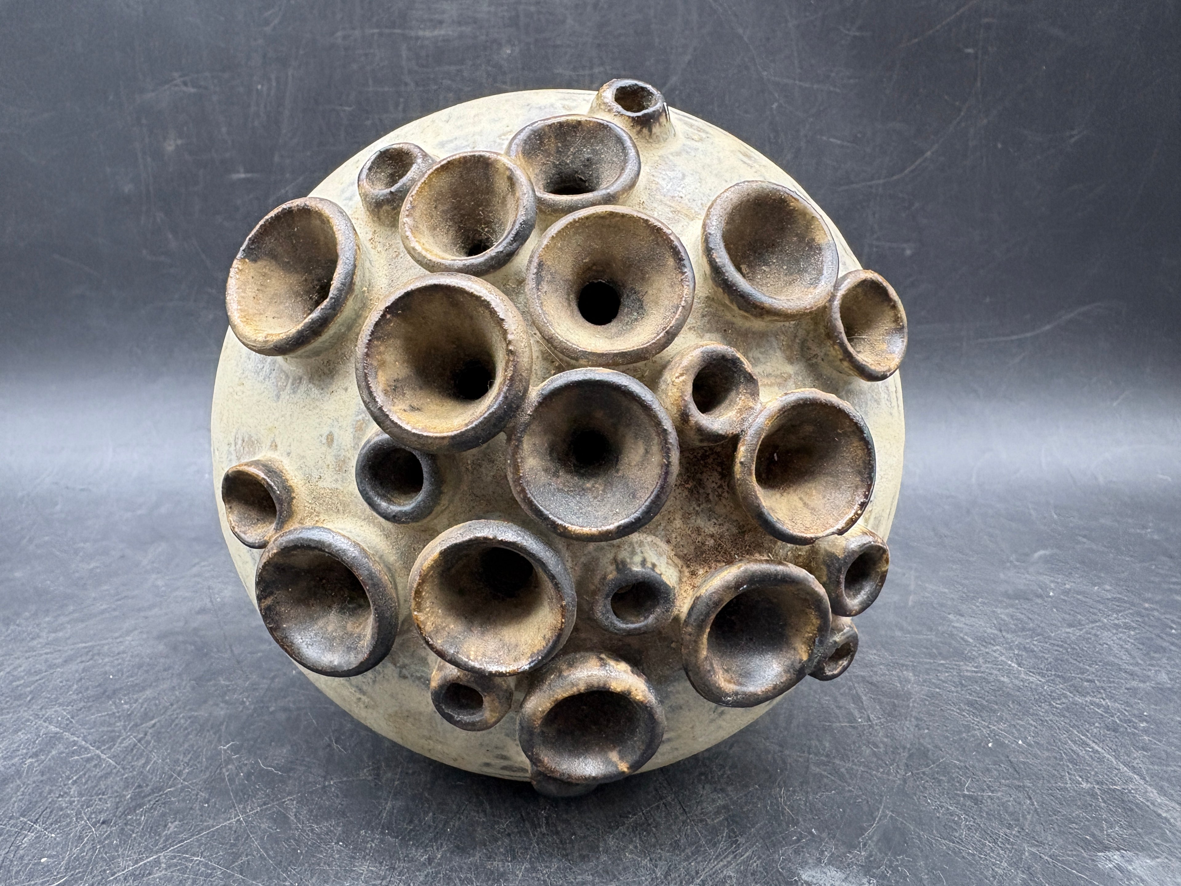 Vintage Hand Thrown Studio Art Pottery Vase Signed Thea