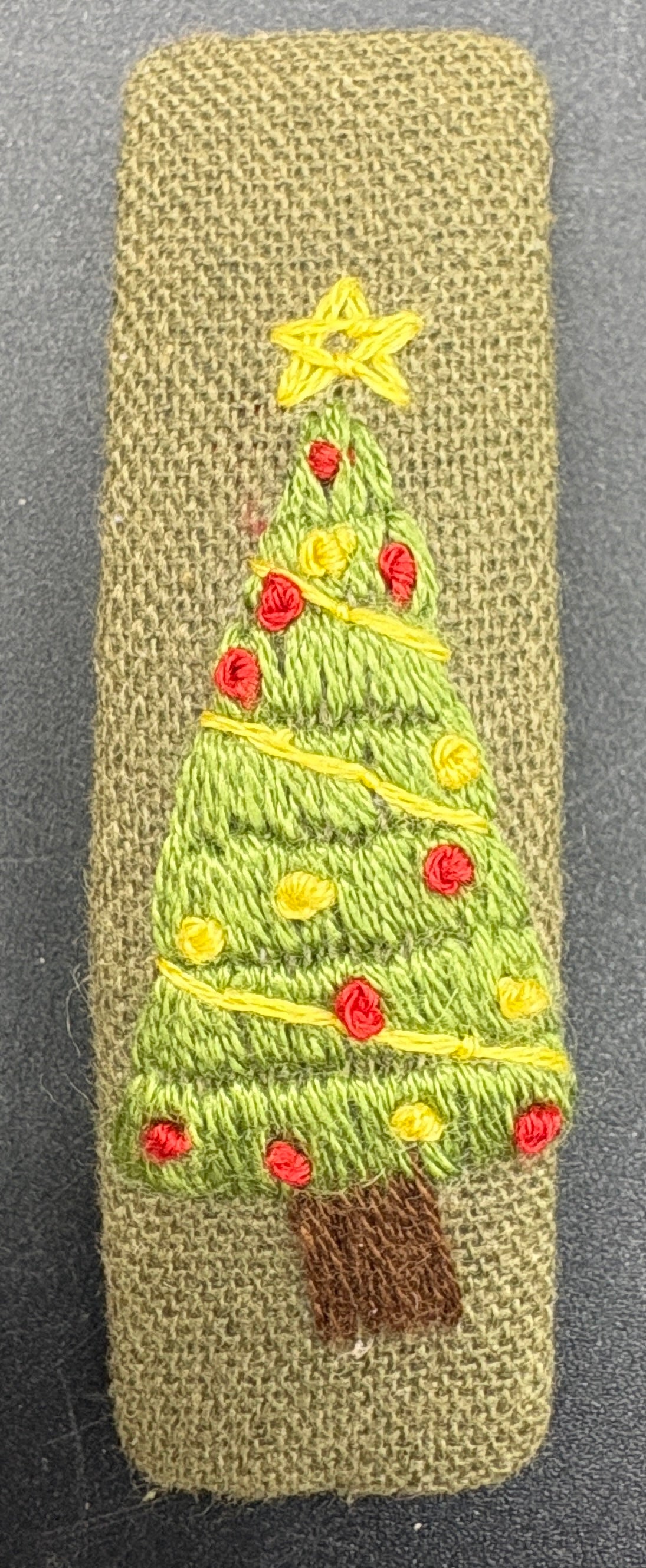Christmas Tree Hand-Embroidered Christmas Hair Barrette