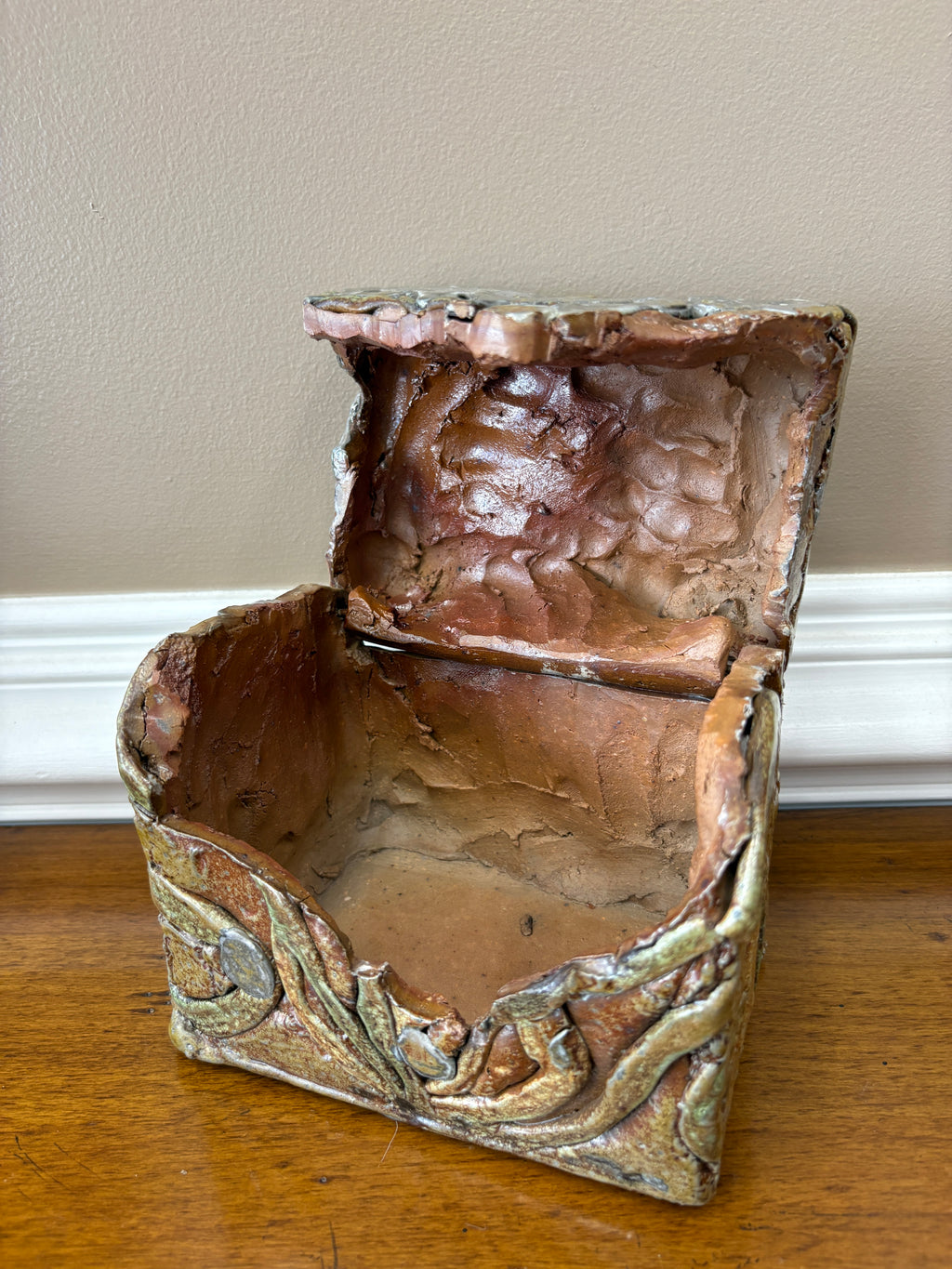 Vintage Hinged Elephant Art Pottery Box One of a Kind!