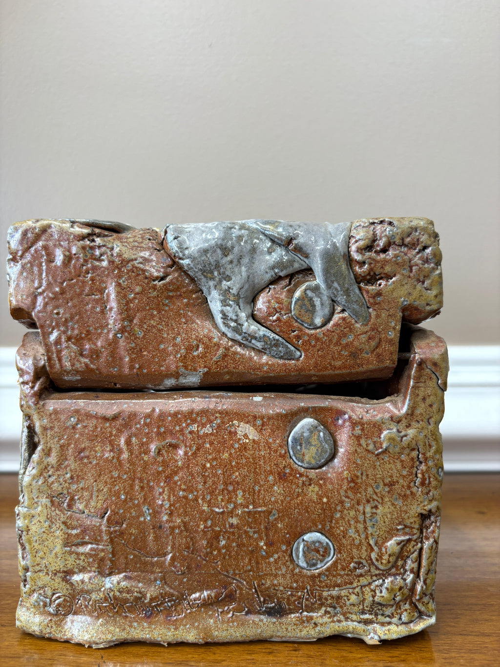 Vintage Hinged Elephant Art Pottery Box One of a Kind!