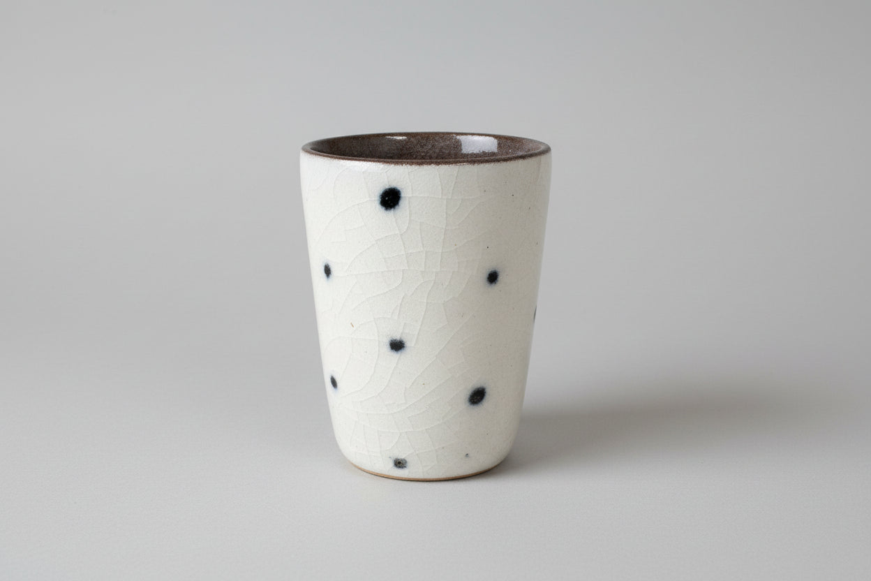 Handmade Polka Dot Yunomi Style Ceramic Cup