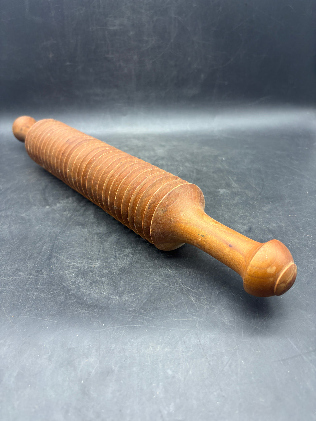 Vintage Wooden Ribbed Rolling Pin | Fettuccine Pasta Cutter