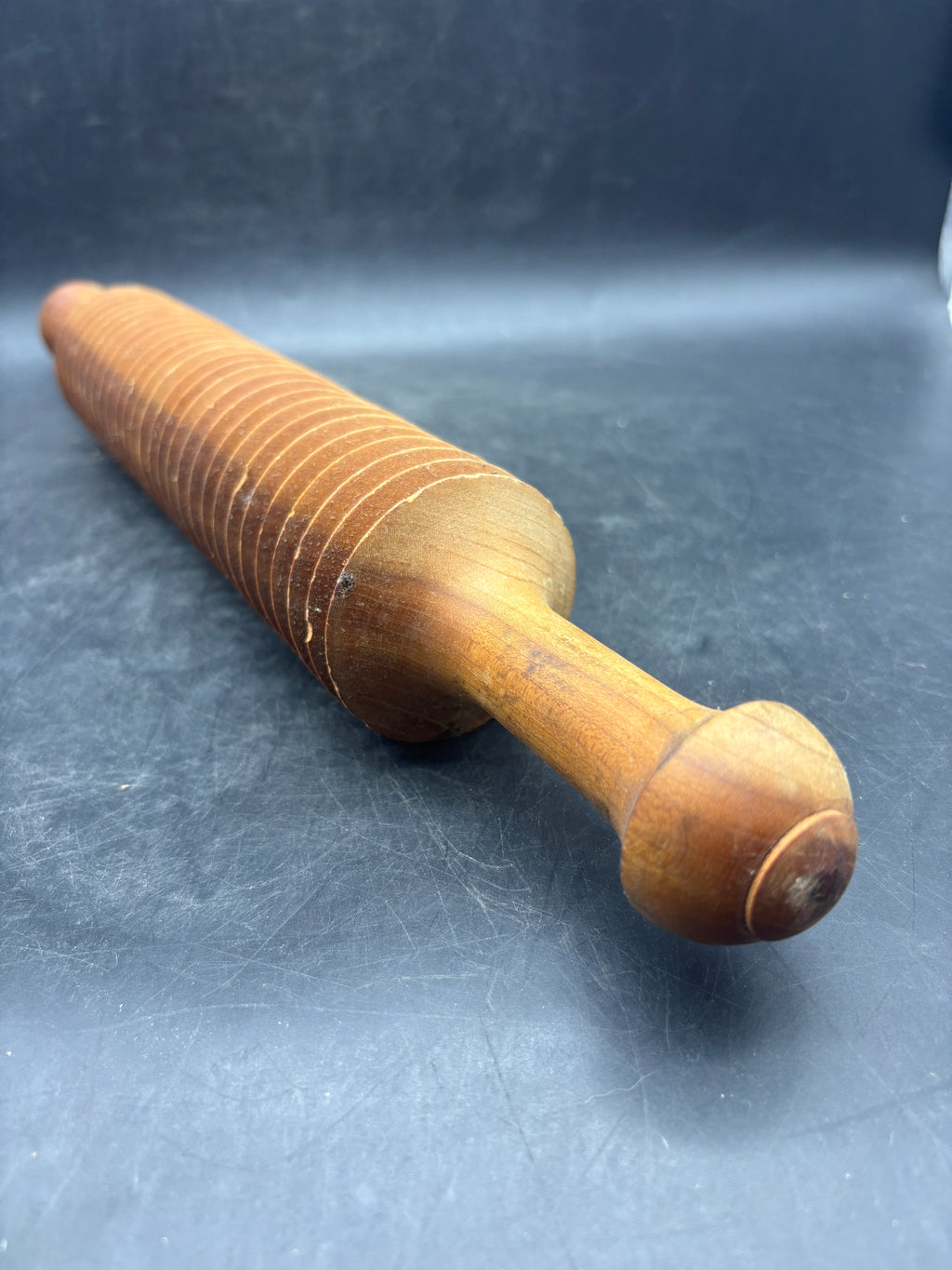 Vintage Wooden Ribbed Rolling Pin | Fettuccine Pasta Cutter