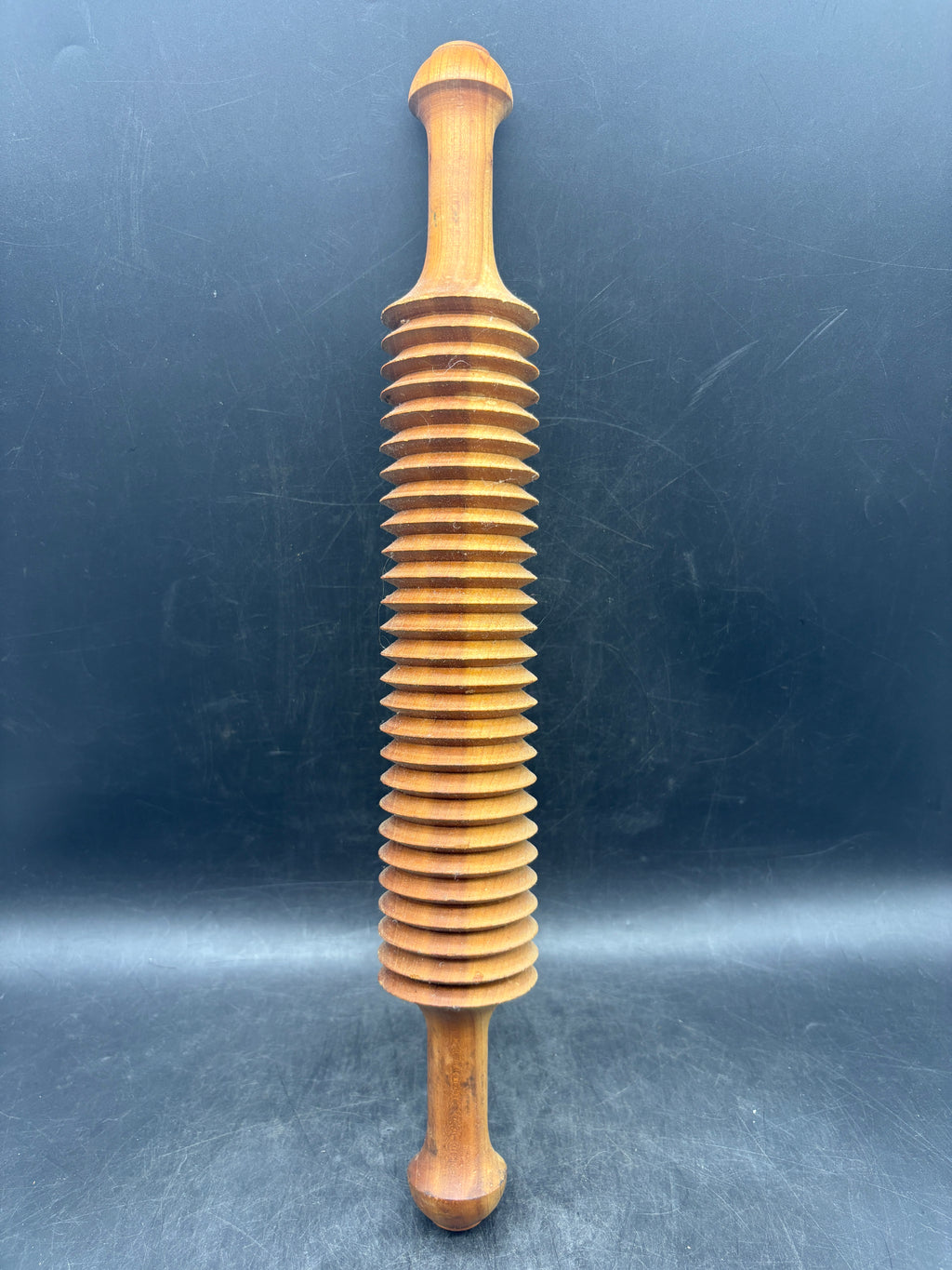 Vintage Wooden Ribbed Rolling Pin | Fettuccine Pasta Cutter