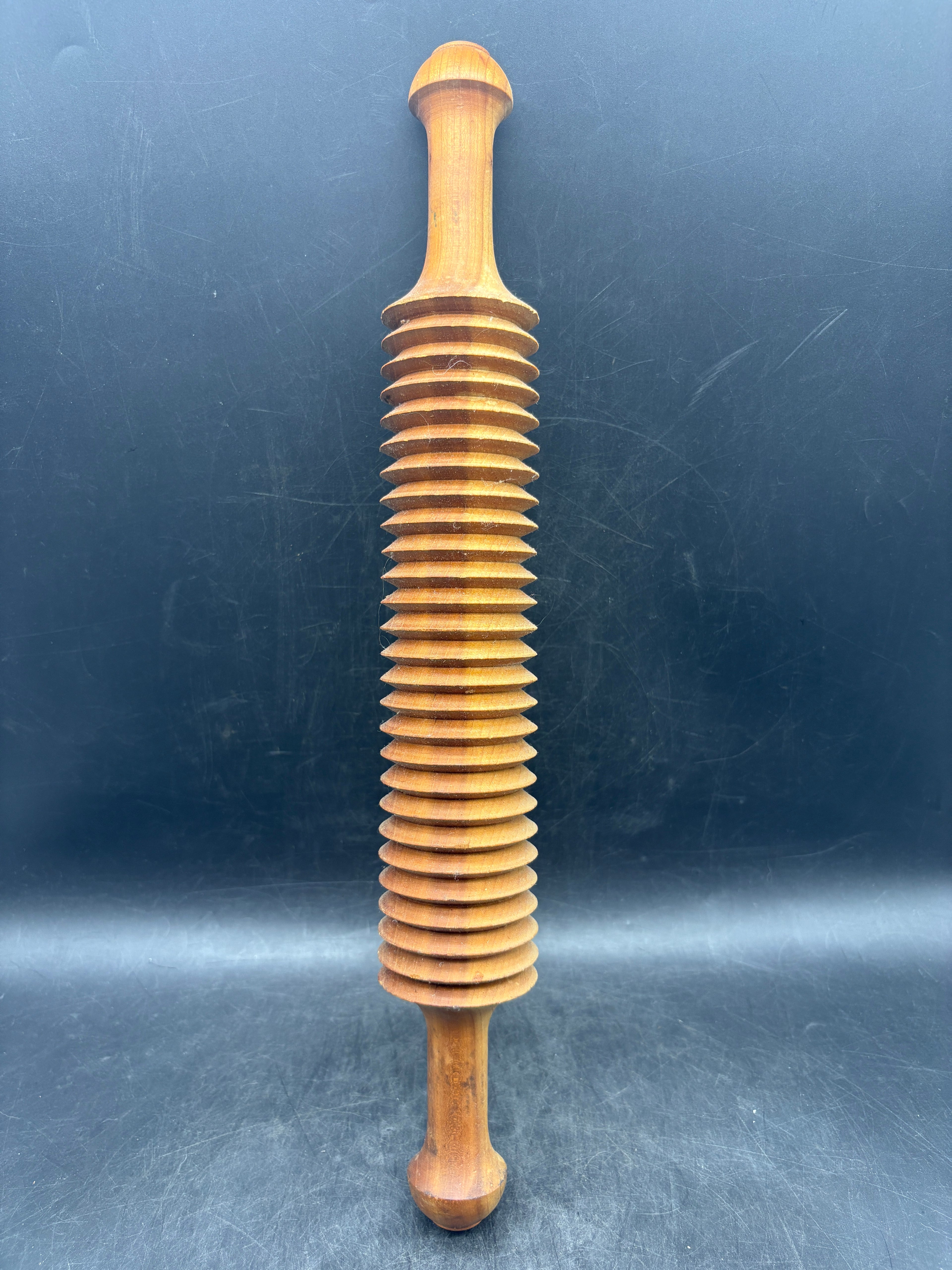 Vintage Wooden Ribbed Rolling Pin | Fettuccine Pasta Cutter
