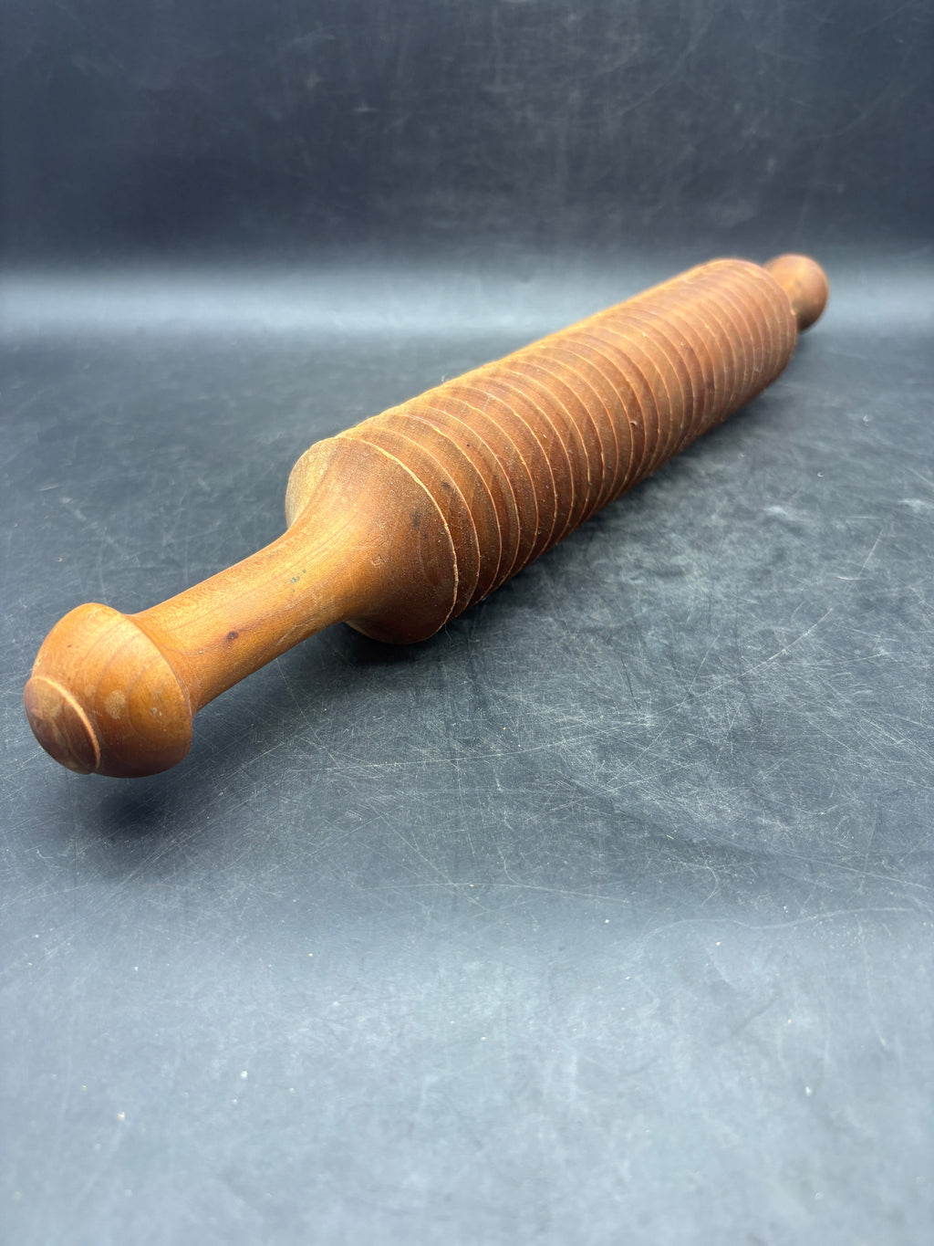 Vintage Wooden Ribbed Rolling Pin | Fettuccine Pasta Cutter