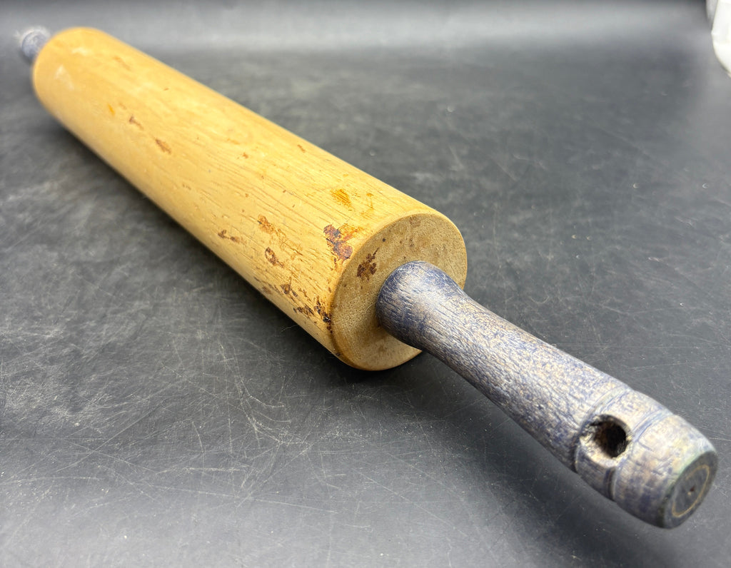 Vintage Wooden Rolling Pin with Black Handles | Classic Baker's Tool