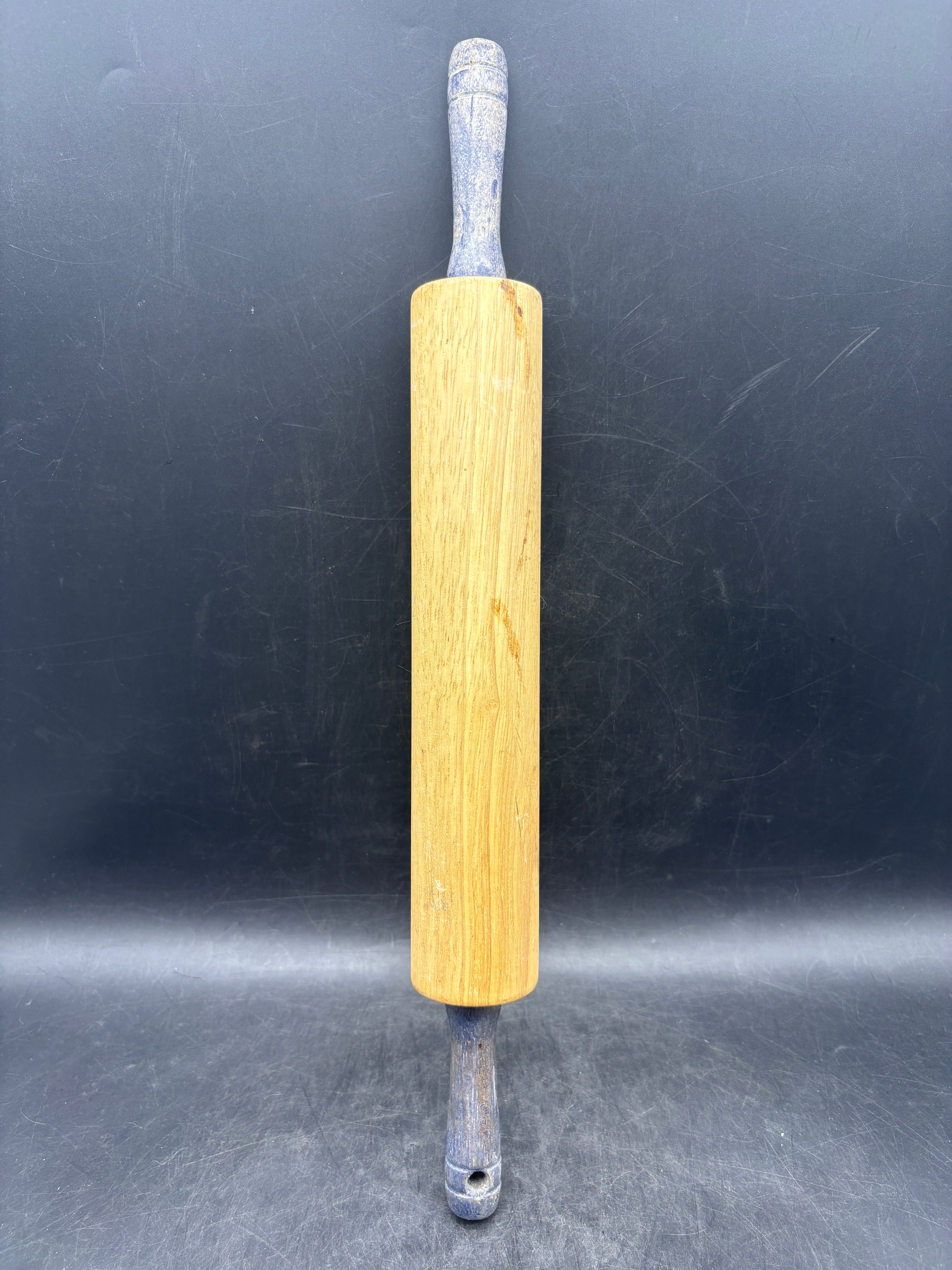 Vintage Wooden Rolling Pin with Black Handles | Classic Baker's Tool