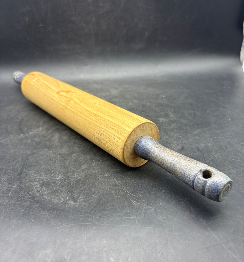Vintage Wooden Rolling Pin with Black Handles | Classic Baker's Tool