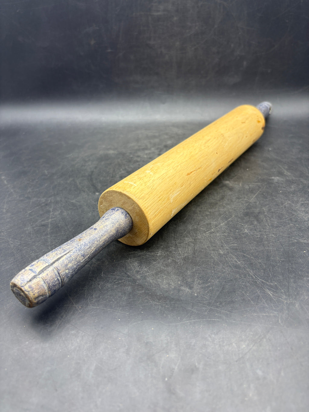 Vintage Wooden Rolling Pin with Black Handles | Classic Baker's Tool