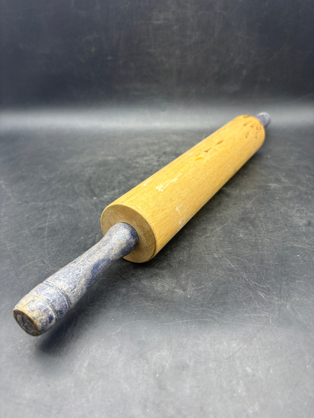 Vintage Wooden Rolling Pin with Black Handles | Classic Baker's Tool