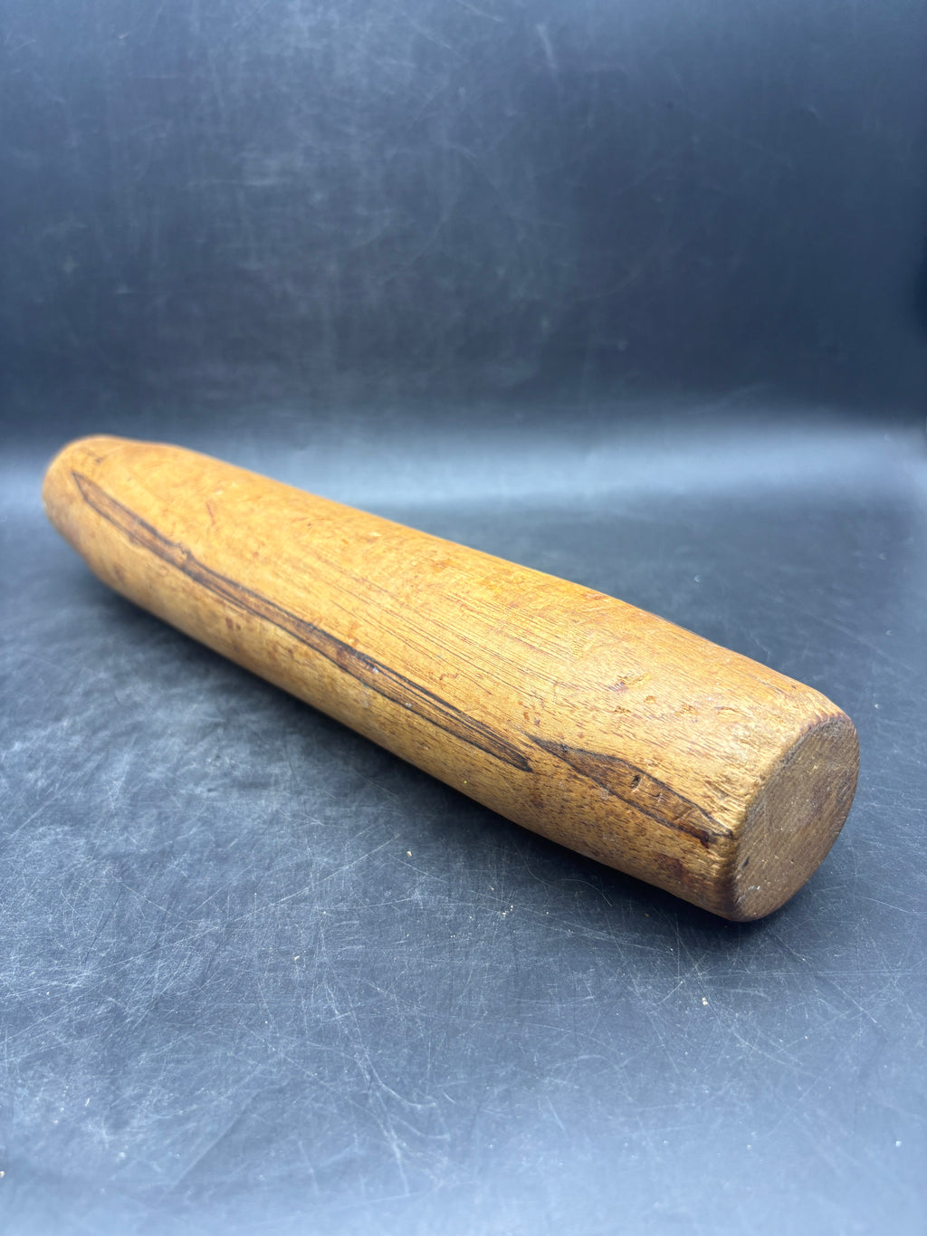 Vintage One-Piece Handmade Wooden Rolling Pin | Rustic Kitchen Primitive