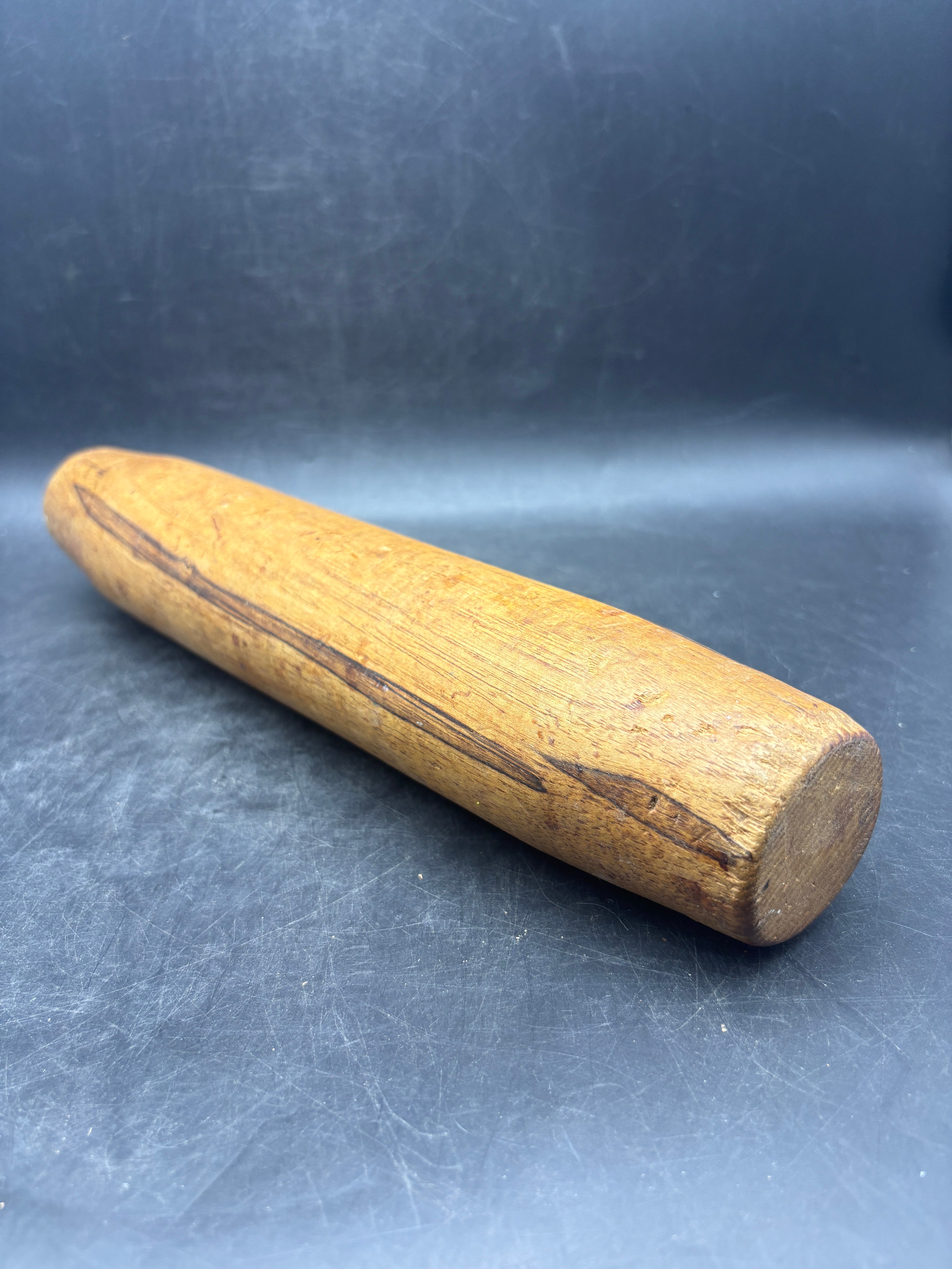 Vintage One-Piece Handmade Wooden Rolling Pin | Rustic Kitchen Primitive