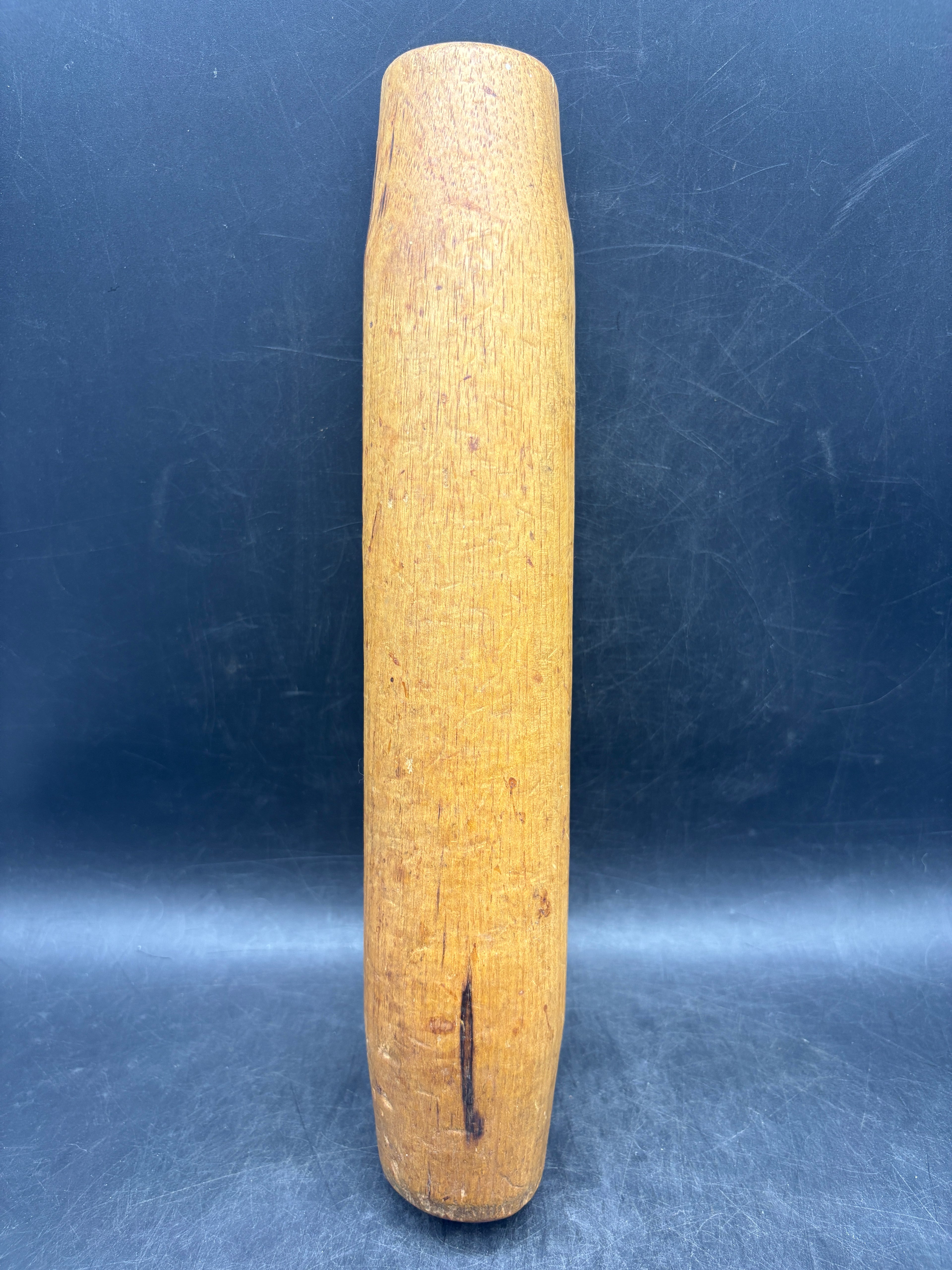 Vintage One-Piece Handmade Wooden Rolling Pin | Rustic Kitchen Primitive