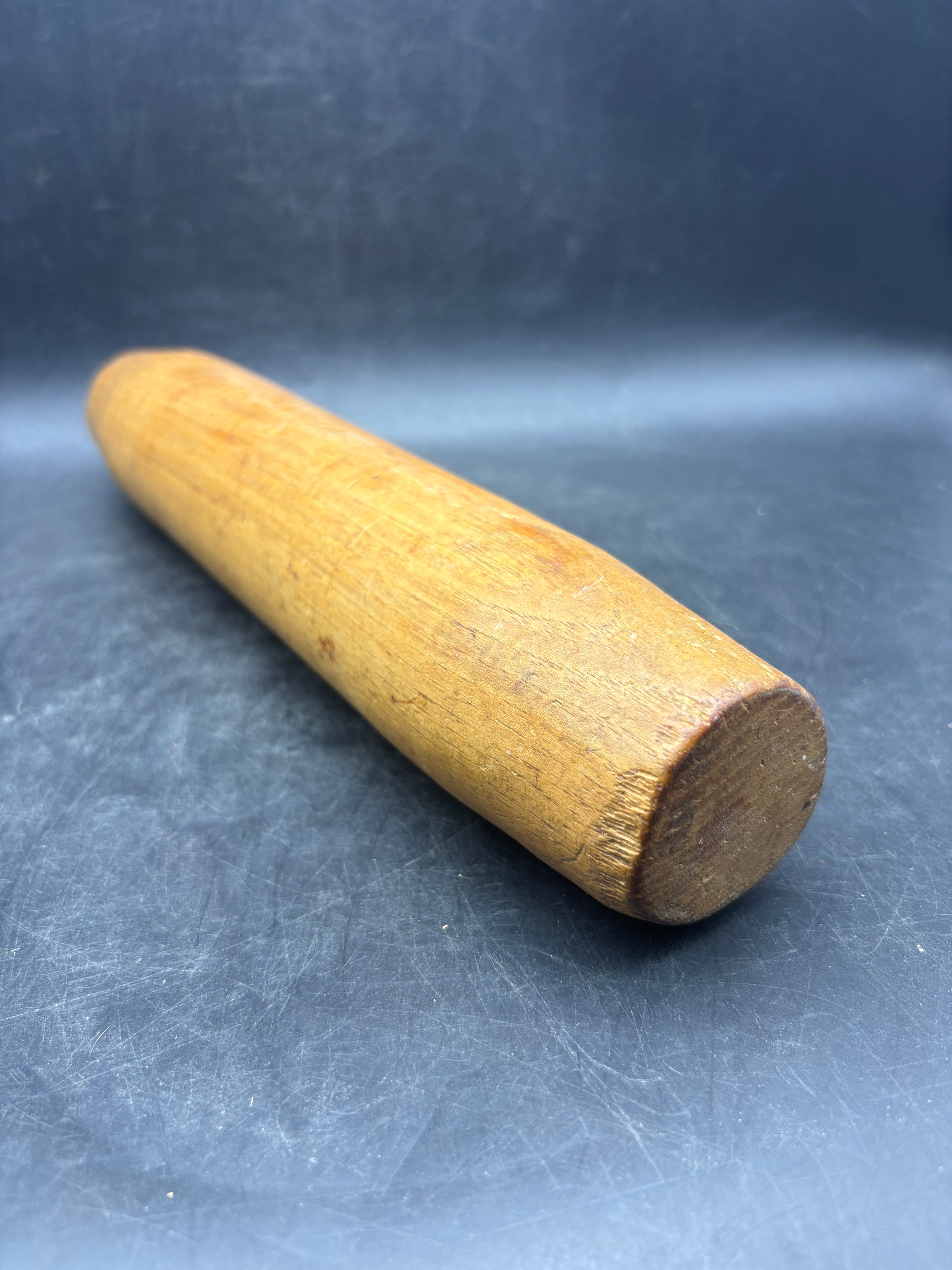 Vintage One-Piece Handmade Wooden Rolling Pin | Rustic Kitchen Primitive