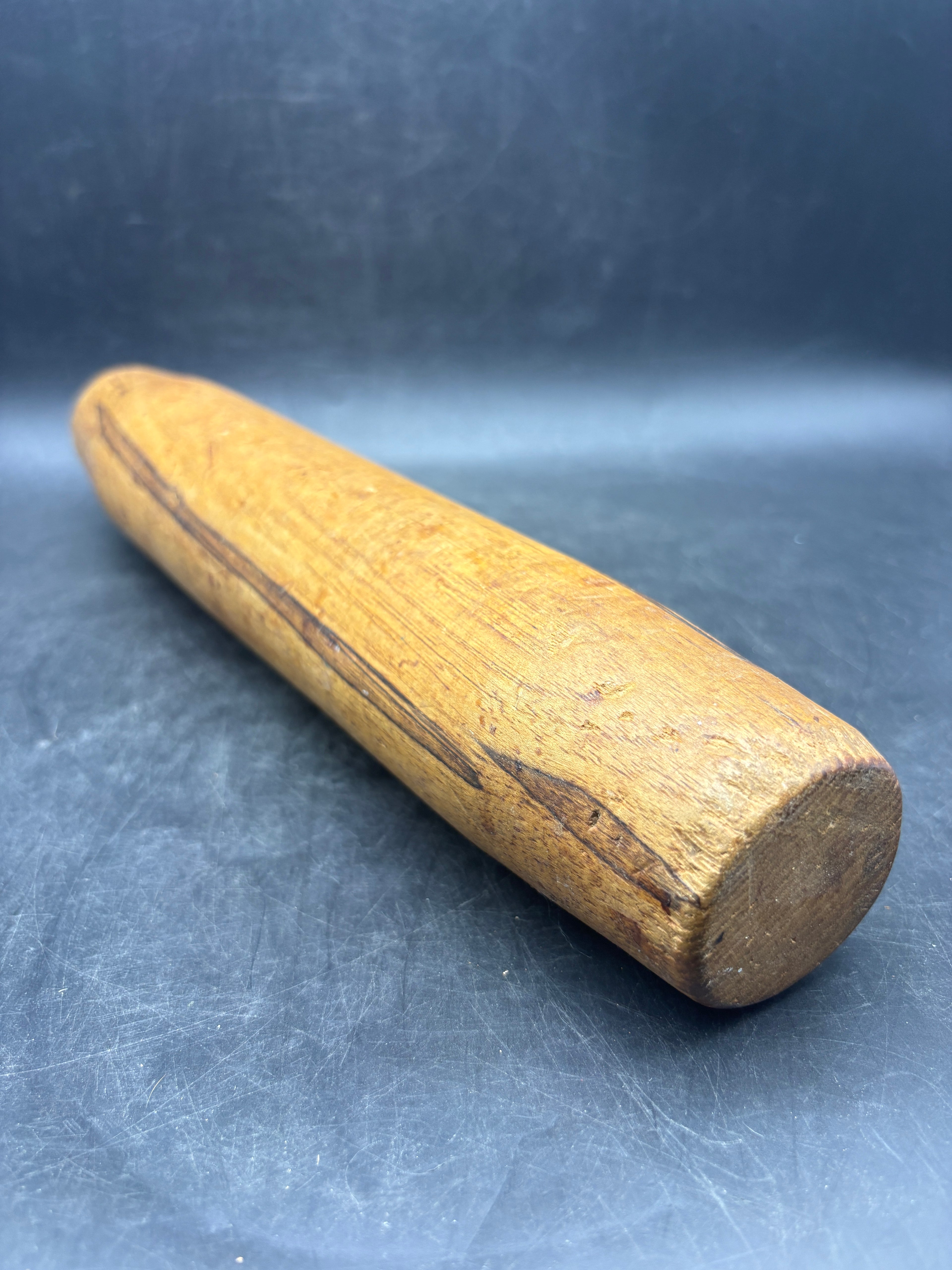 Vintage One-Piece Handmade Wooden Rolling Pin | Rustic Kitchen Primitive