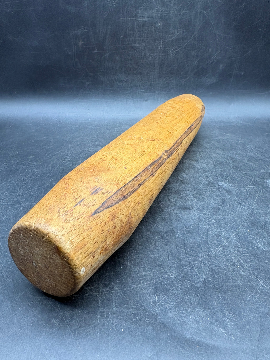 Vintage One-Piece Handmade Wooden Rolling Pin | Rustic Kitchen Primitive
