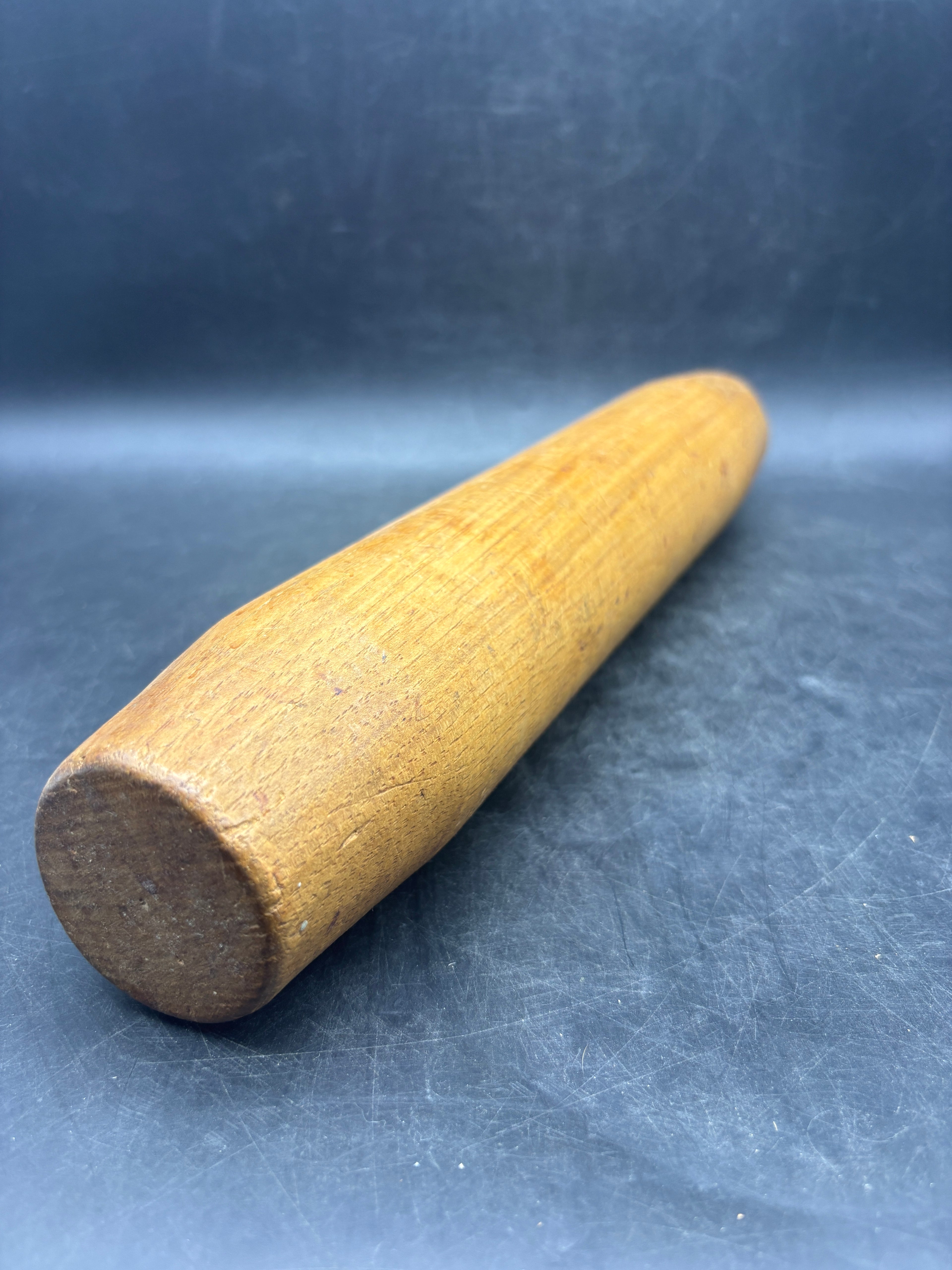 Vintage One-Piece Handmade Wooden Rolling Pin | Rustic Kitchen Primitive