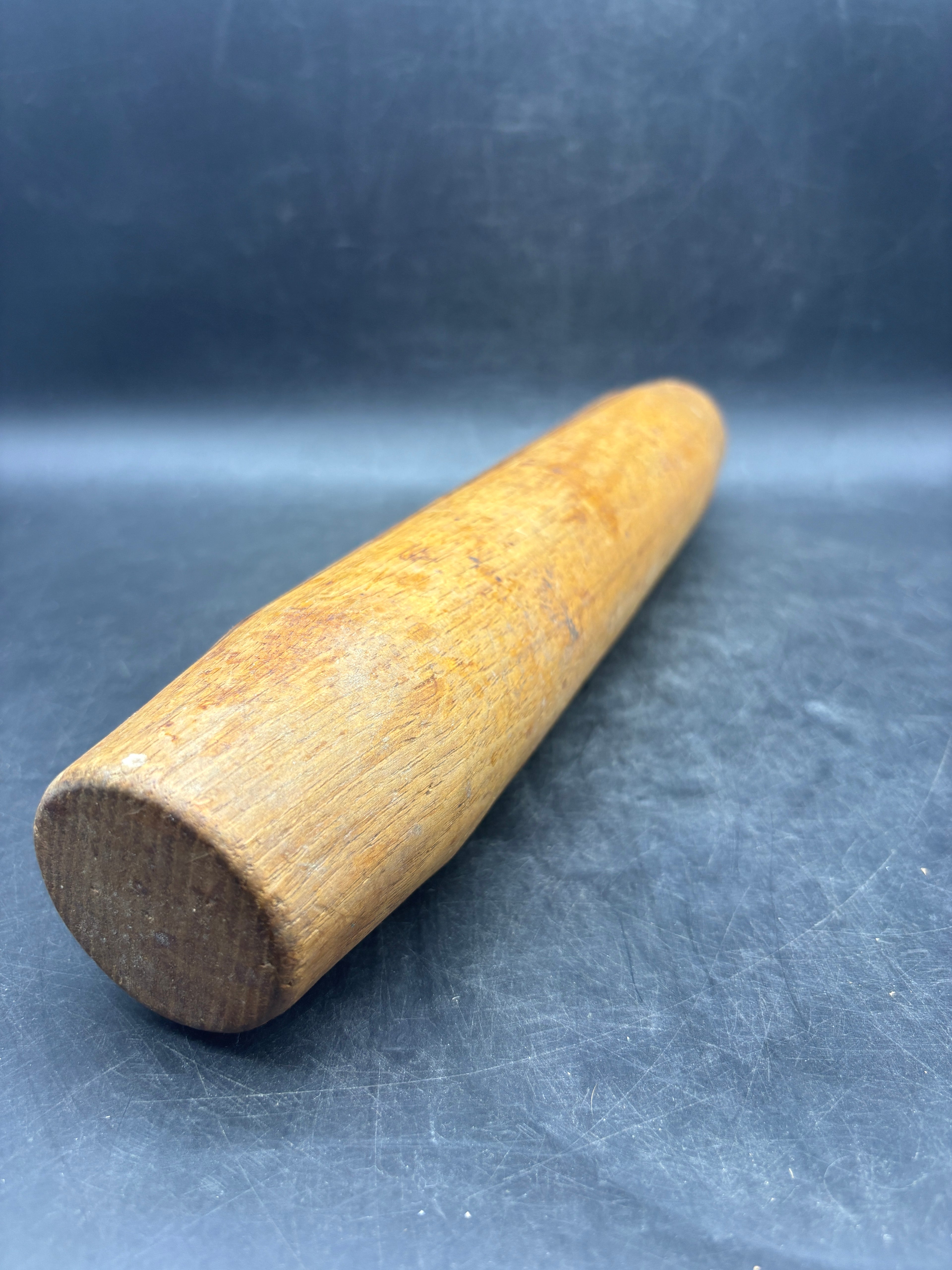 Vintage One-Piece Handmade Wooden Rolling Pin | Rustic Kitchen Primitive